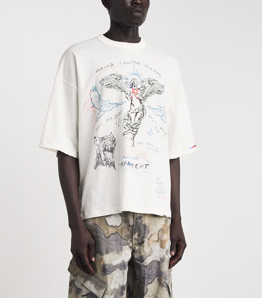 Represent Mens Organic Cotton-Hemp Printed T-Shirt Antique White Image 4