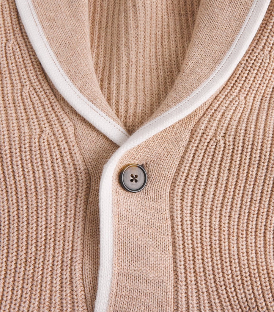 Eleventy Mens Cotton Shawl Cardigan Sabbia E Bianco Image 6