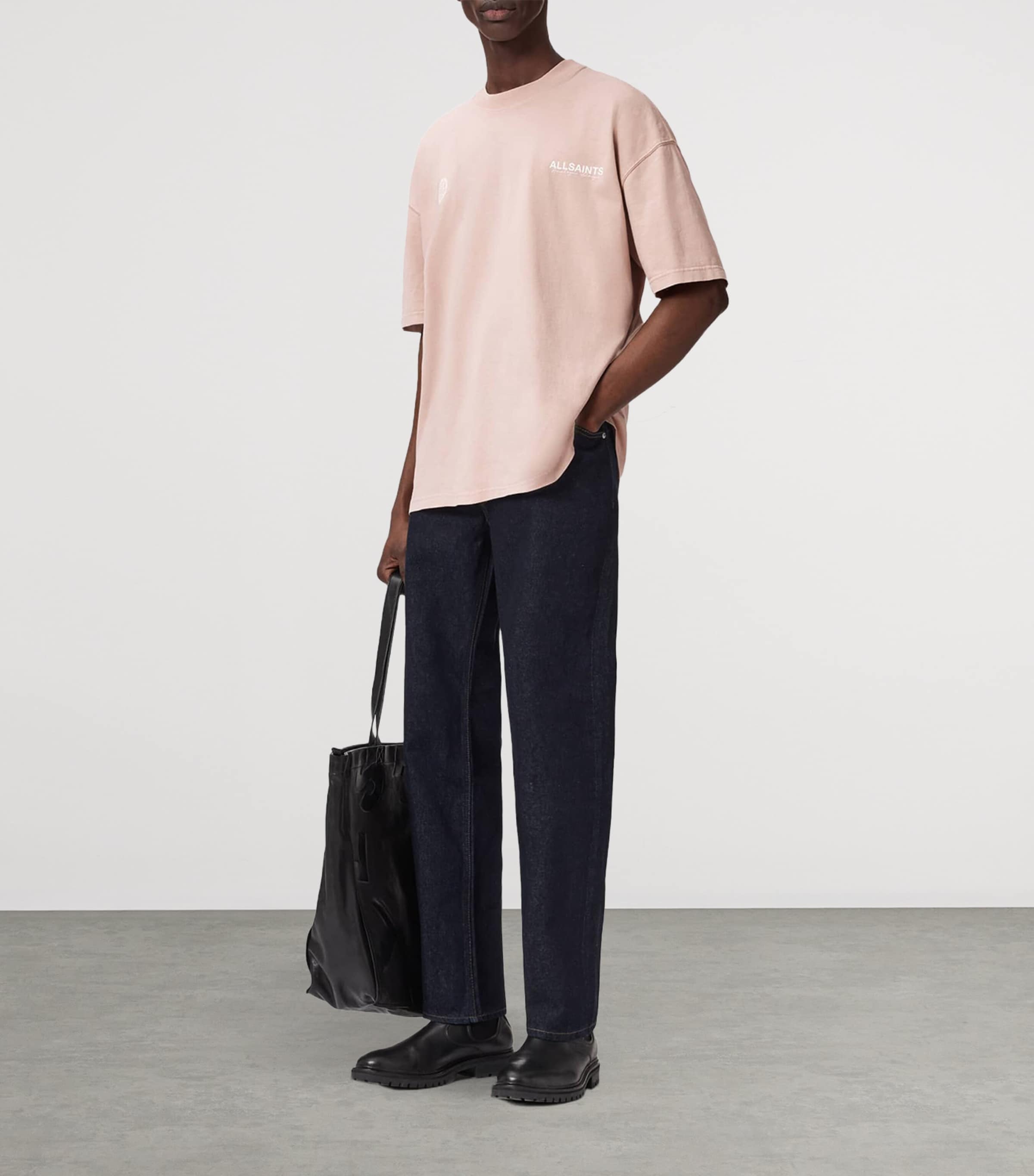 AllSaints Mens Organic Cotton Emblem T-Shirt Sunbaked Pink Image 6