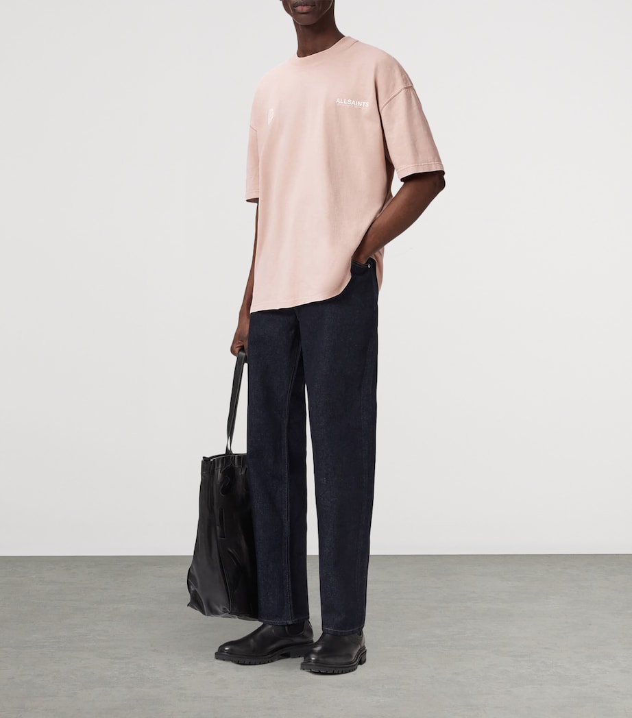 AllSaints Mens Organic Cotton Emblem T-Shirt Sunbaked Pink Image 6