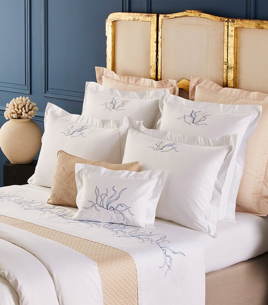 Yves Delorme Couture Nautilus Boudoir Oxford Pillowcase (30cm x 40cm) Blc/blu Image 4
