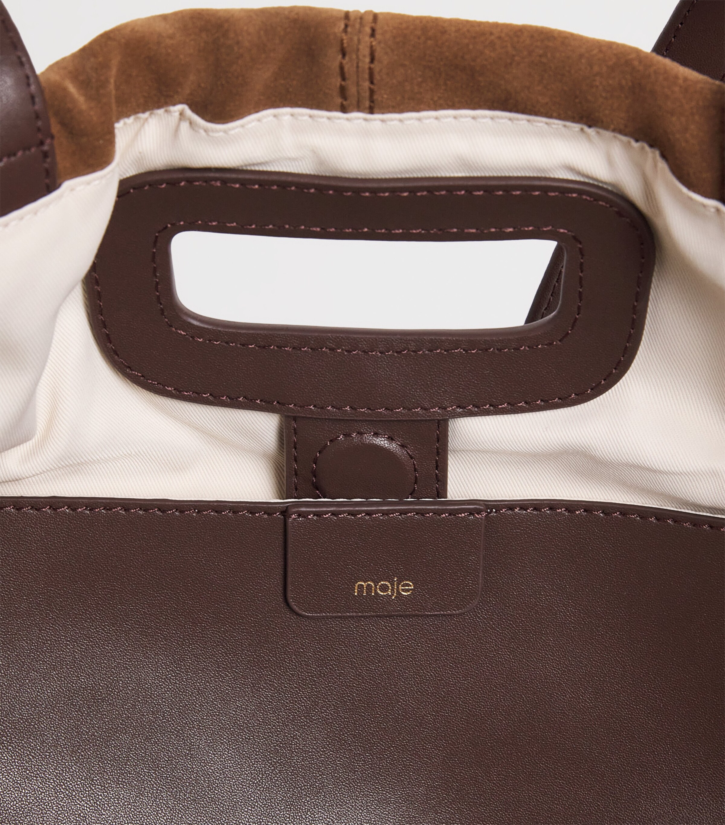 Maje Leather and Suede Milpi Tote Bag Camel/brown Image 8