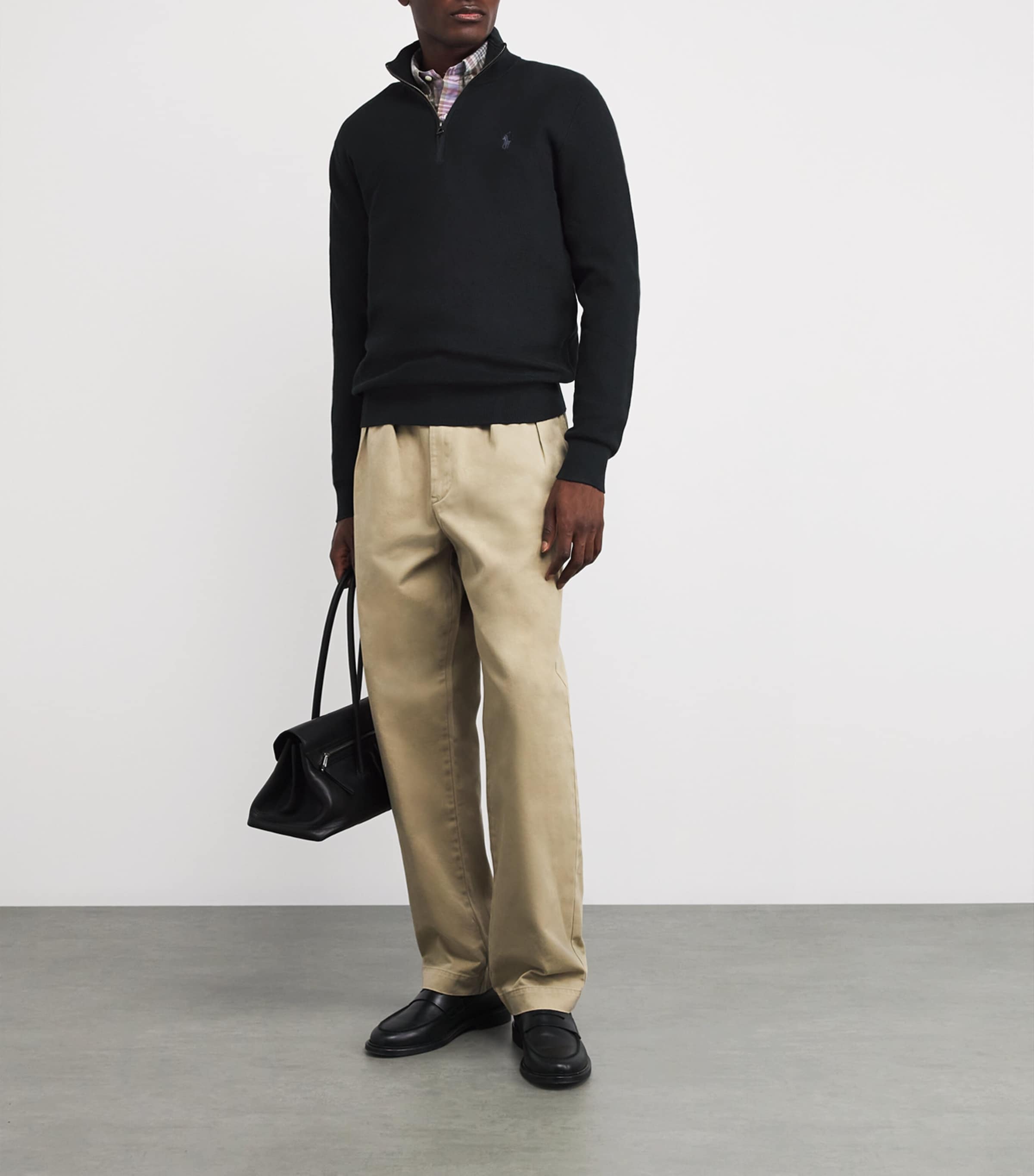 Cotton Half-Zip Sweater BLACK Image 2