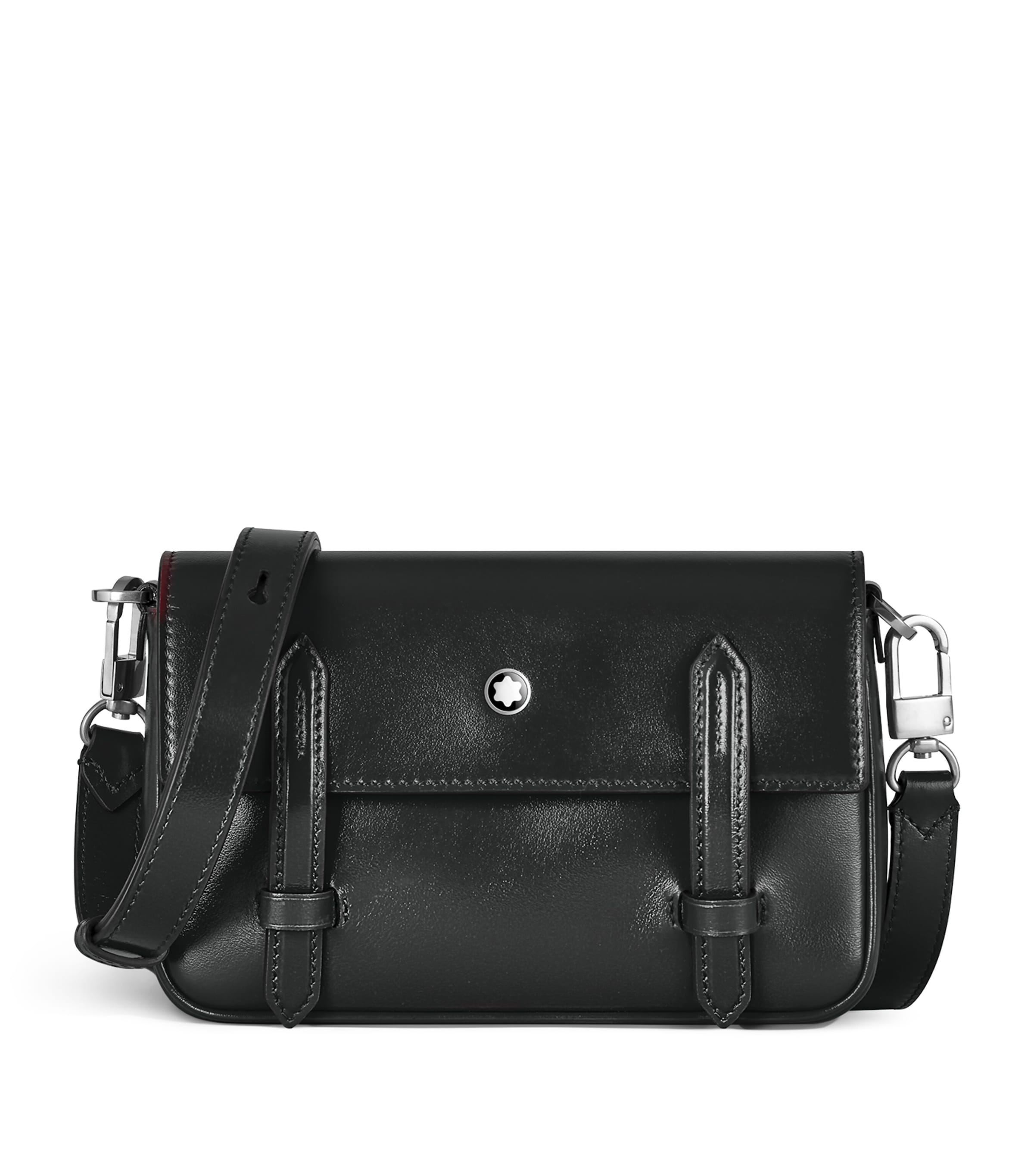 Montblanc Mini Leather Meisterstück Messenger Bag In Black