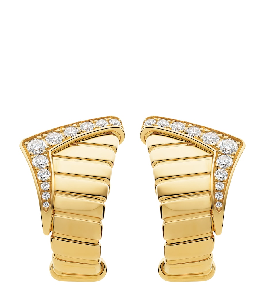 Bvlgari Yellow Gold and Diamond Tubogas Hoop Earrings Yellow Gold Image 1