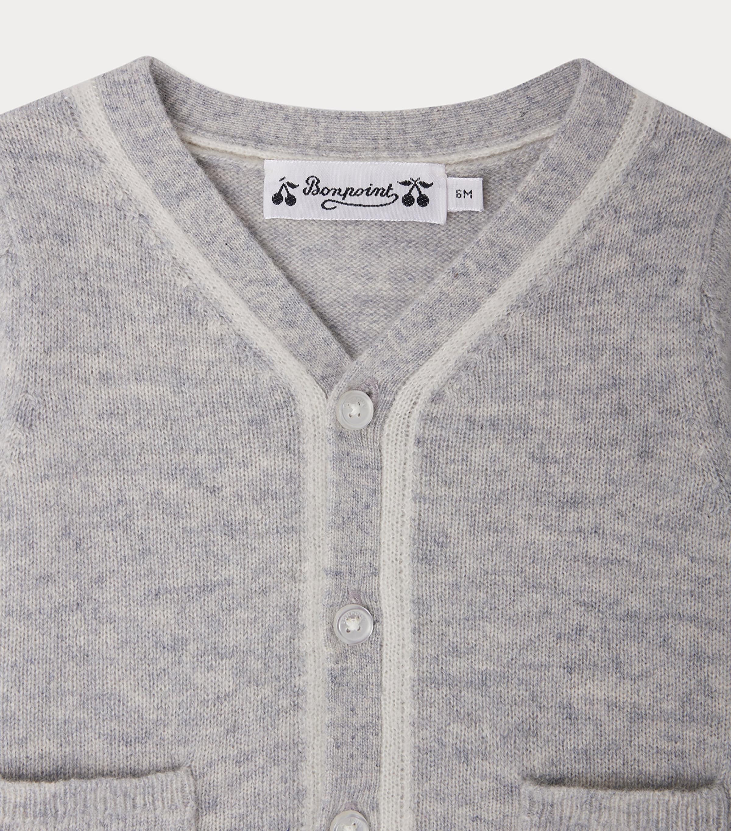 Cashmere-Silk Cardigan (1-18 Months) BLEU GRIS Image 3