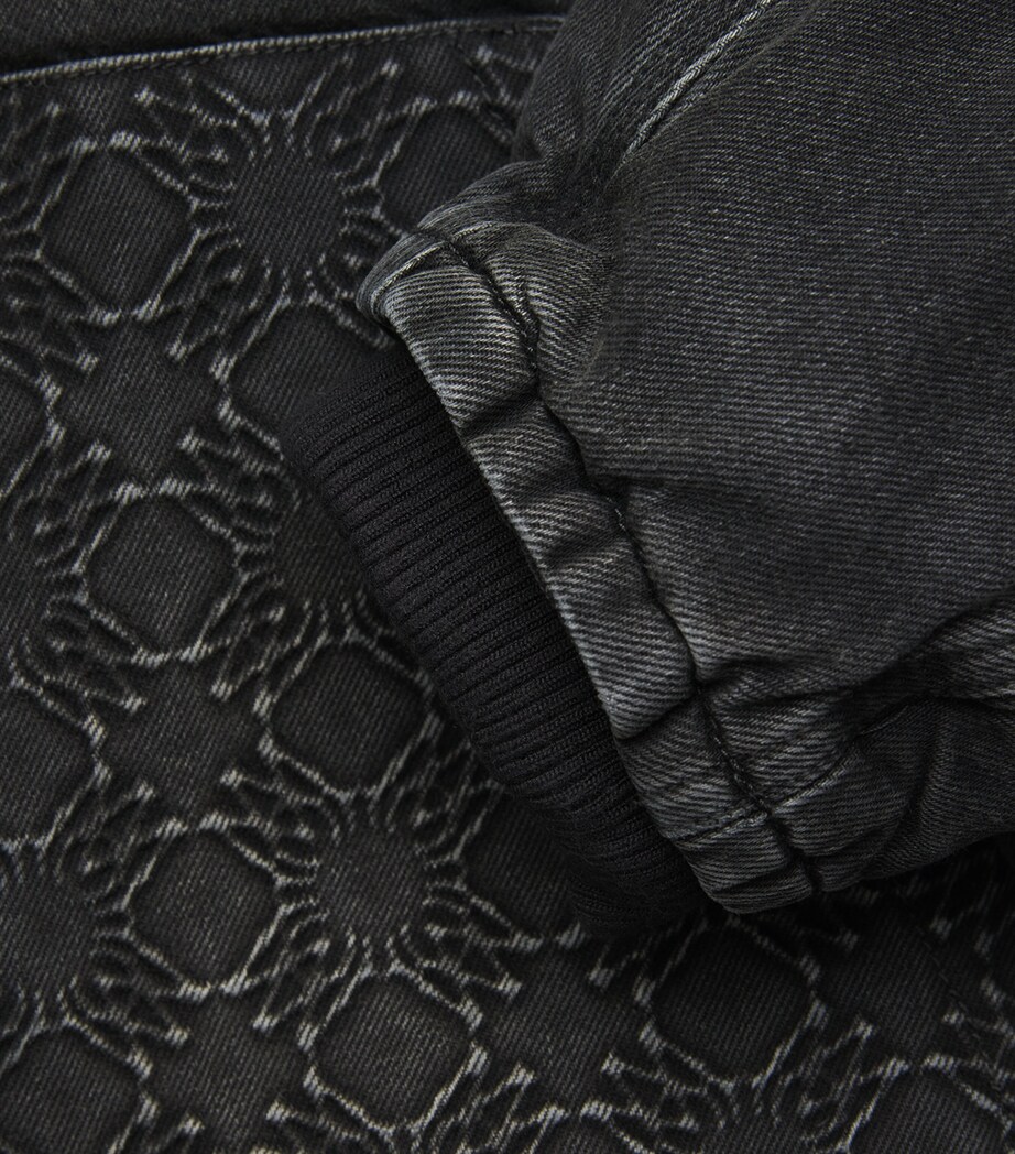 AMIRI Mens Denim Monogram-Debossed Hoodie Vintage Black Image 5