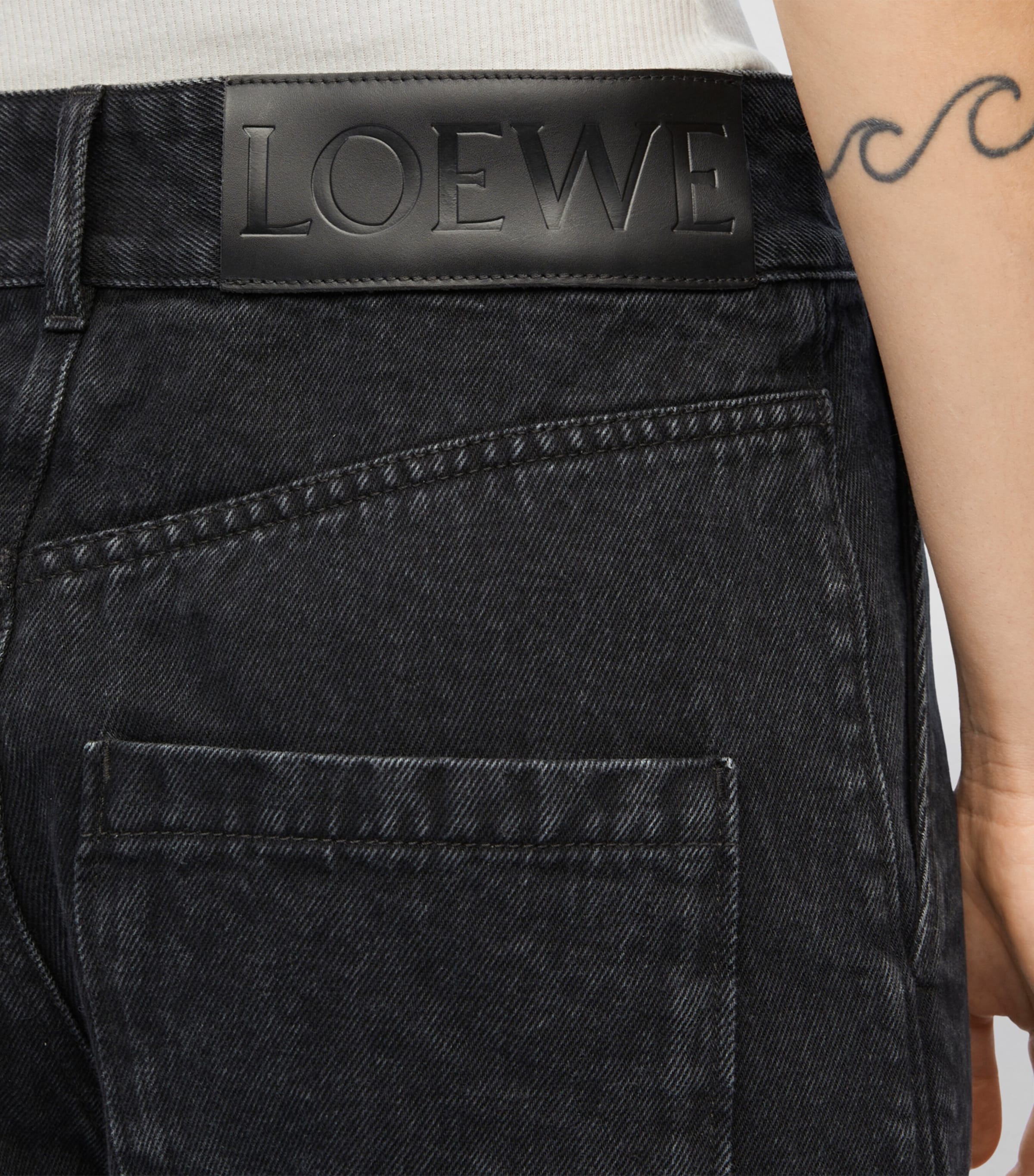 LOEWE Womens Anagram Baggy Jeans Black Image 5