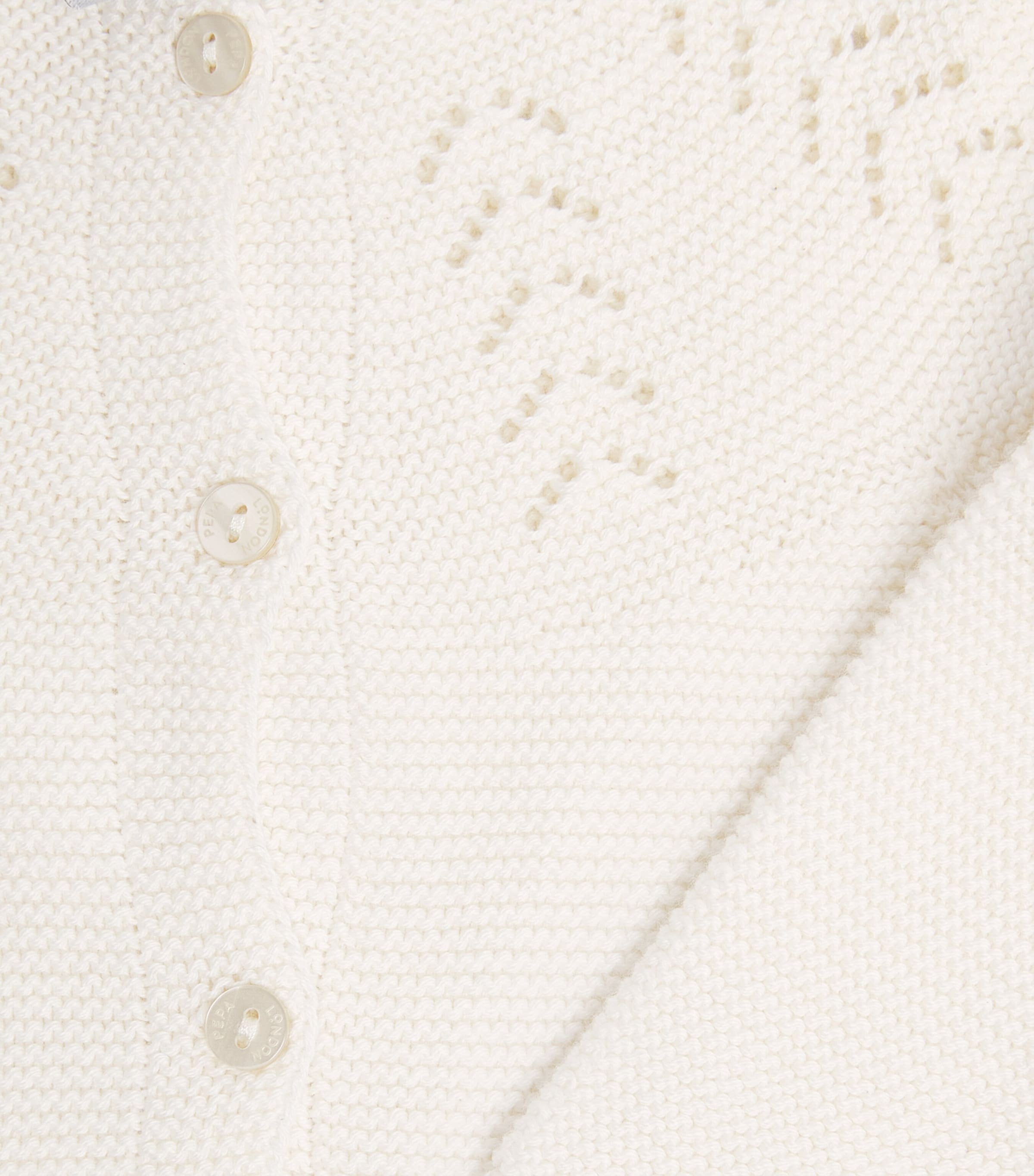 PEPA LONDON Cotton Openwork Cardigan (6 Months - 4 Years) Crm Image 3