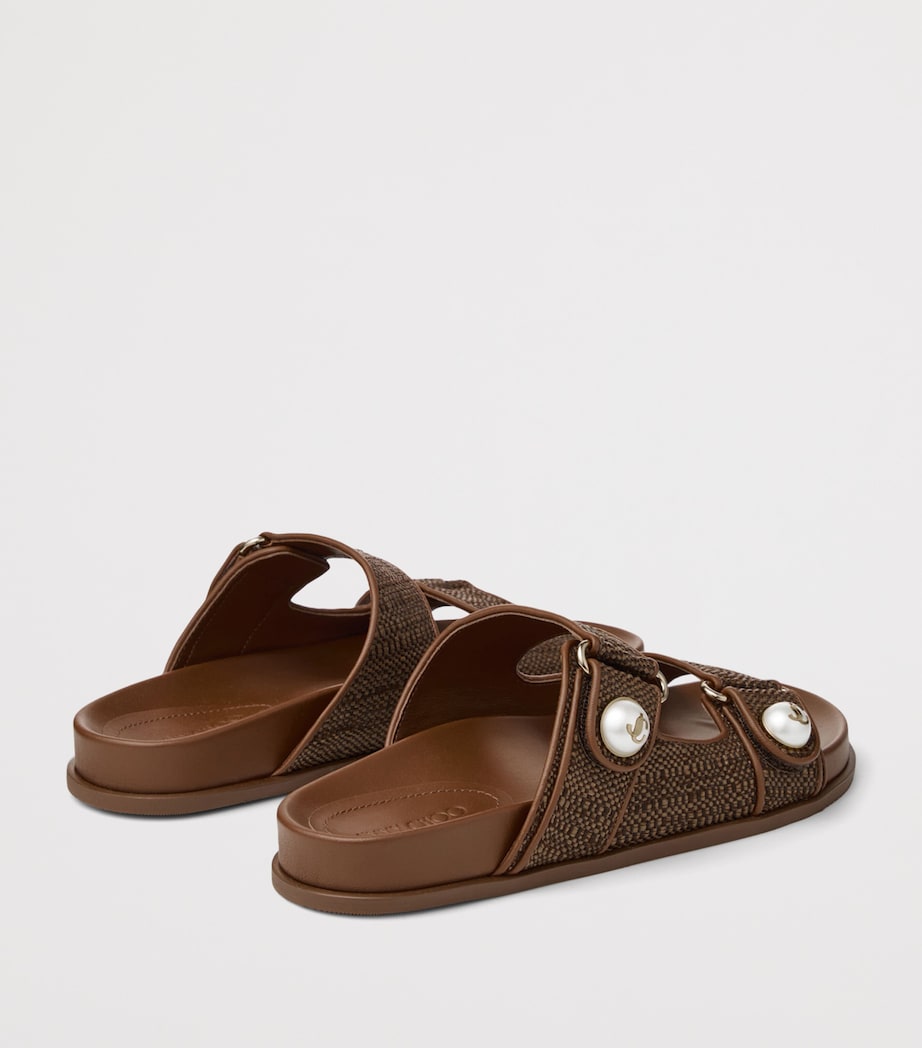 Jimmy Choo Fayence Raffia Flat Sandals Tan Image 4