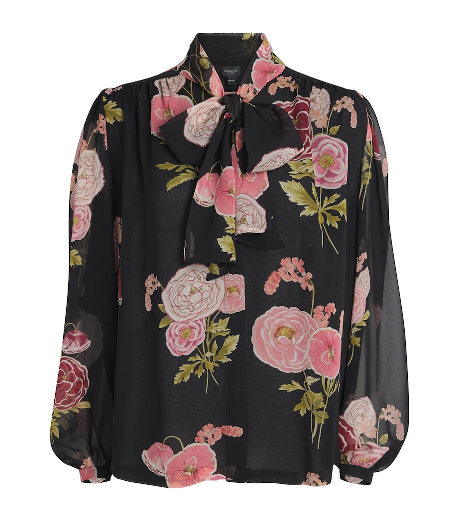 Silk Floral Blouse P095 BLACK MULTI Image 1