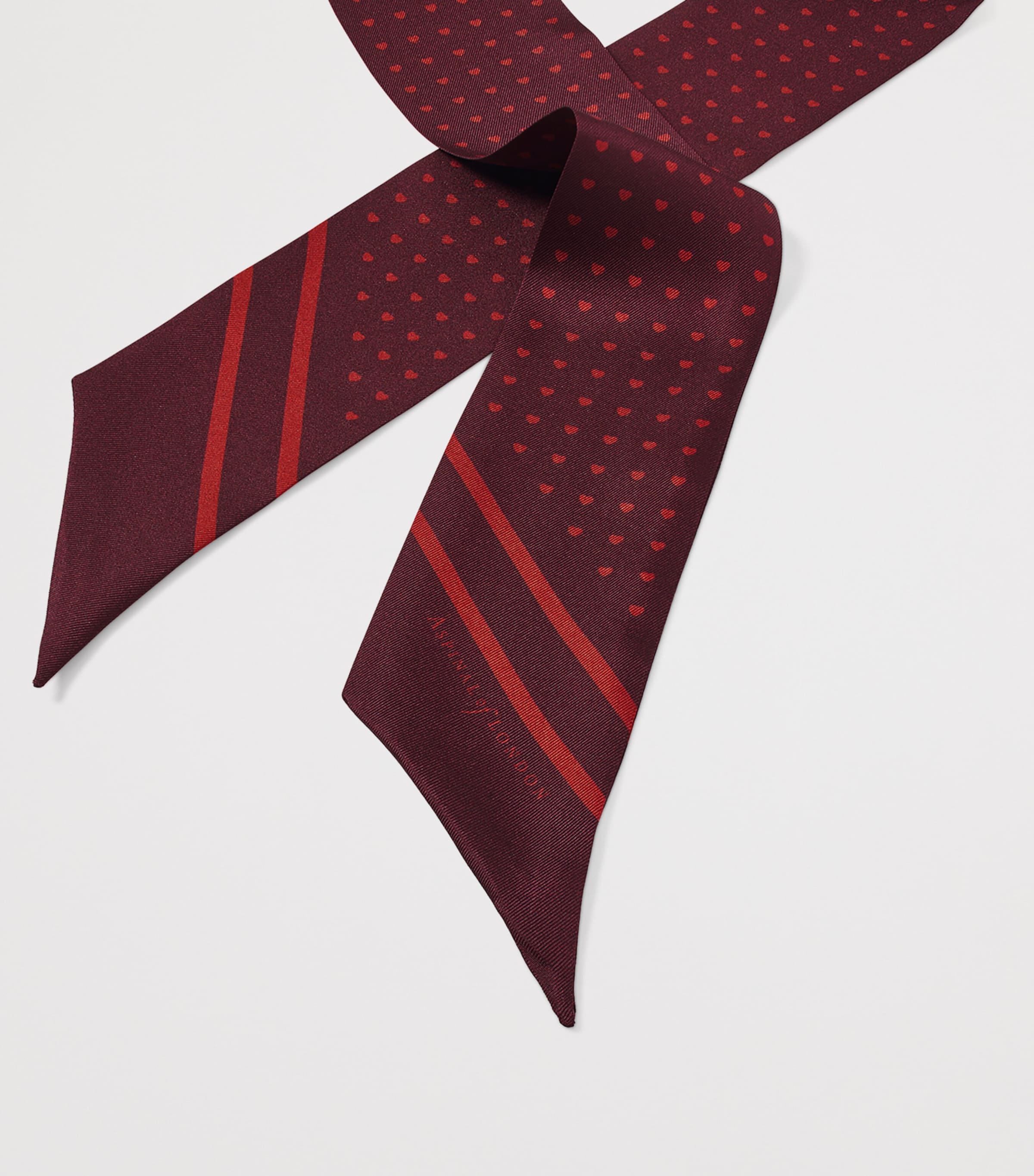 Aspinal Of London Silk Heart Scarf Cherry Image 2