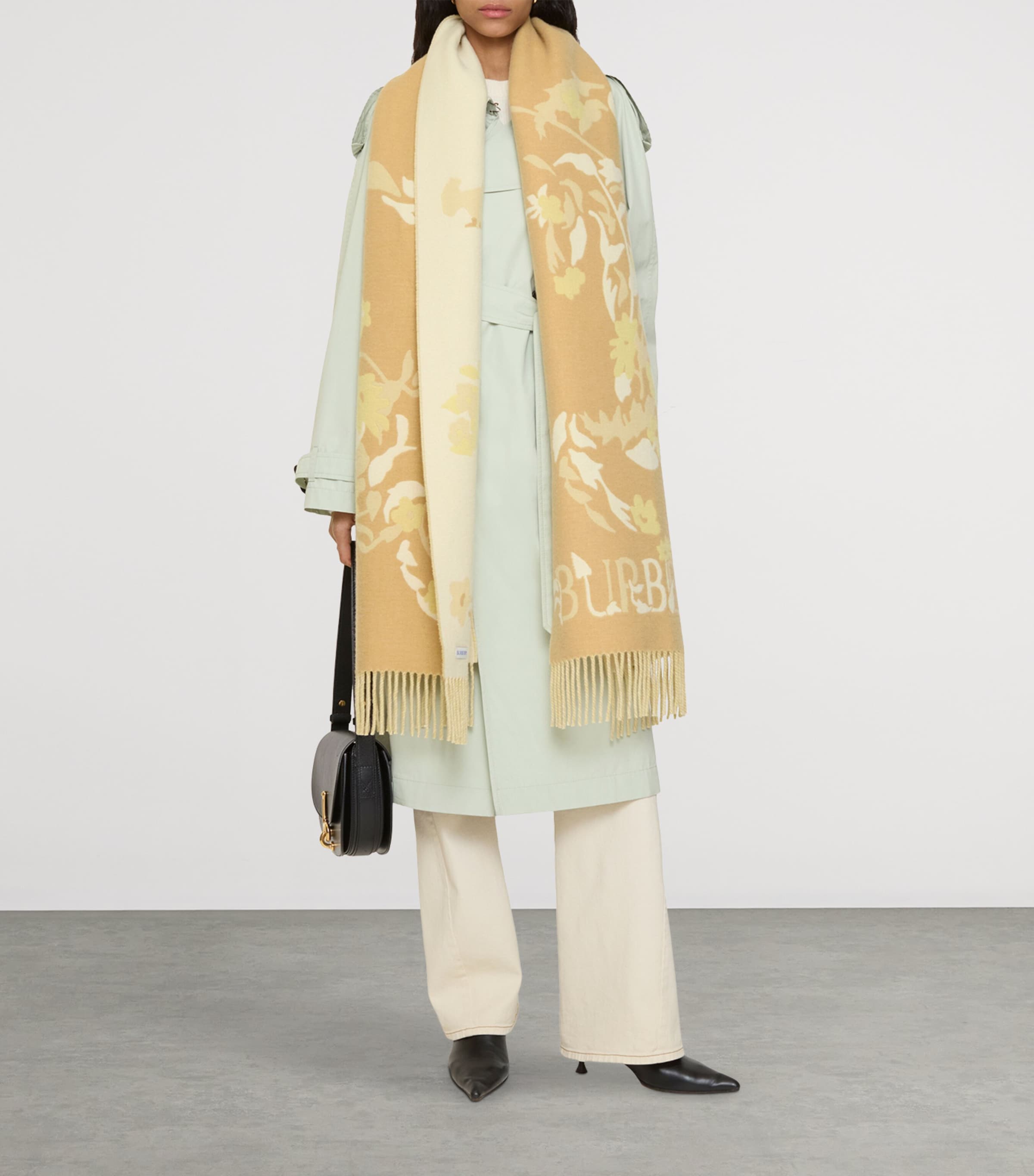 Burberry Cashmere Floral EKD Scarf Sand Image 4