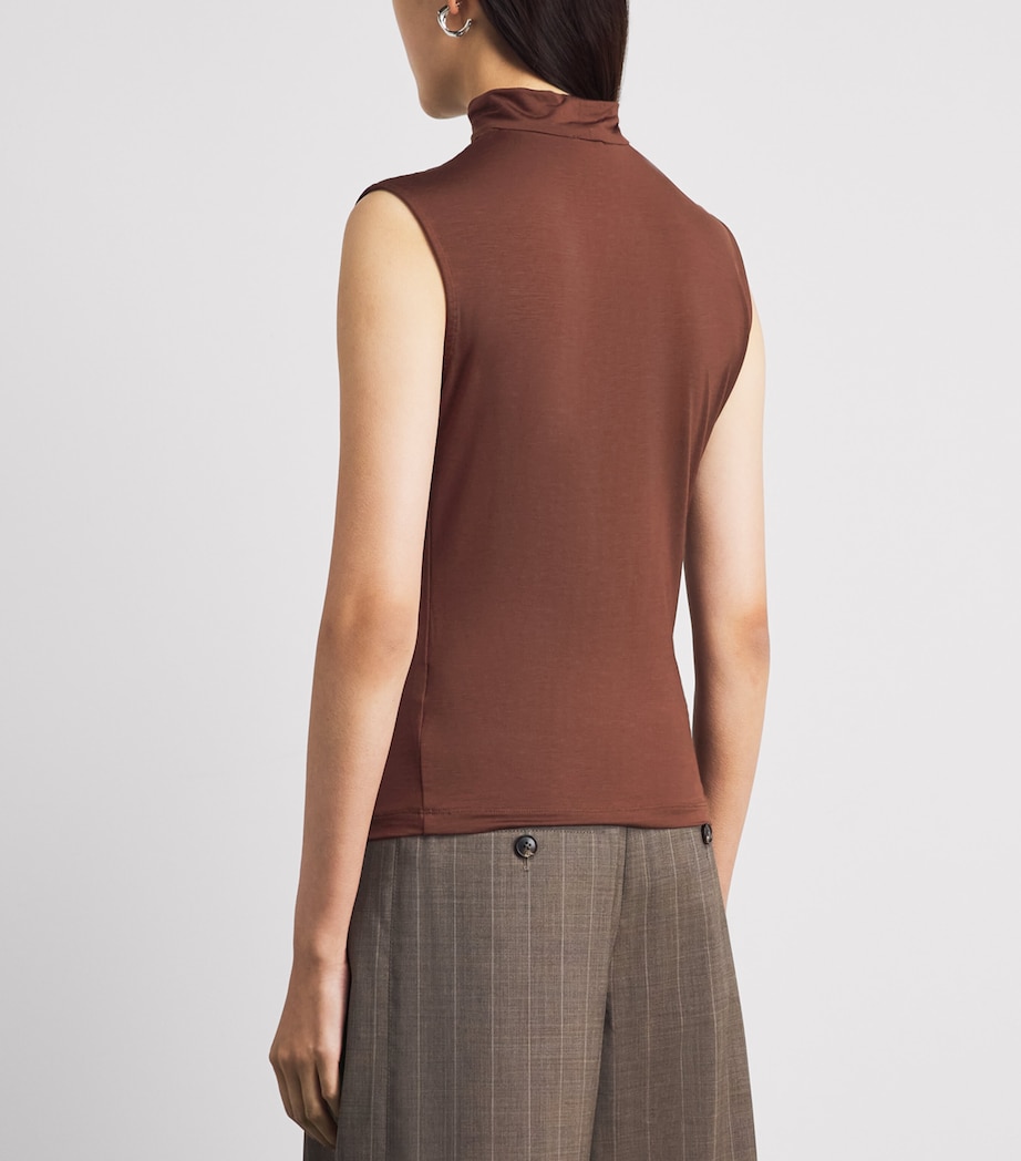 ME+EM Womens Sleeveless Draped Top Pecan Brown Image 5