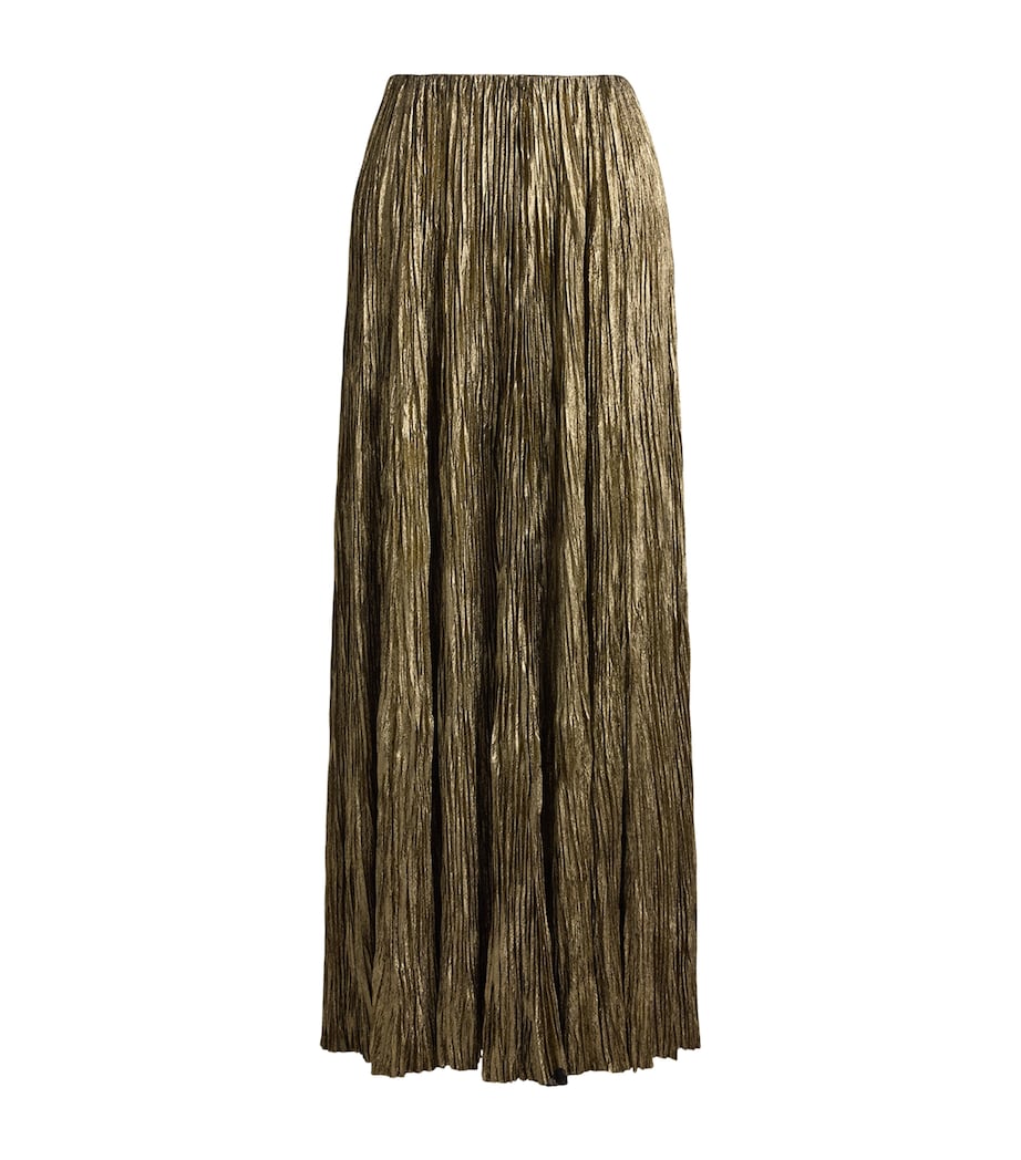 Ralph Lauren Collection Womens Pleated Maxi Skirt Tarnished Silver Image 1