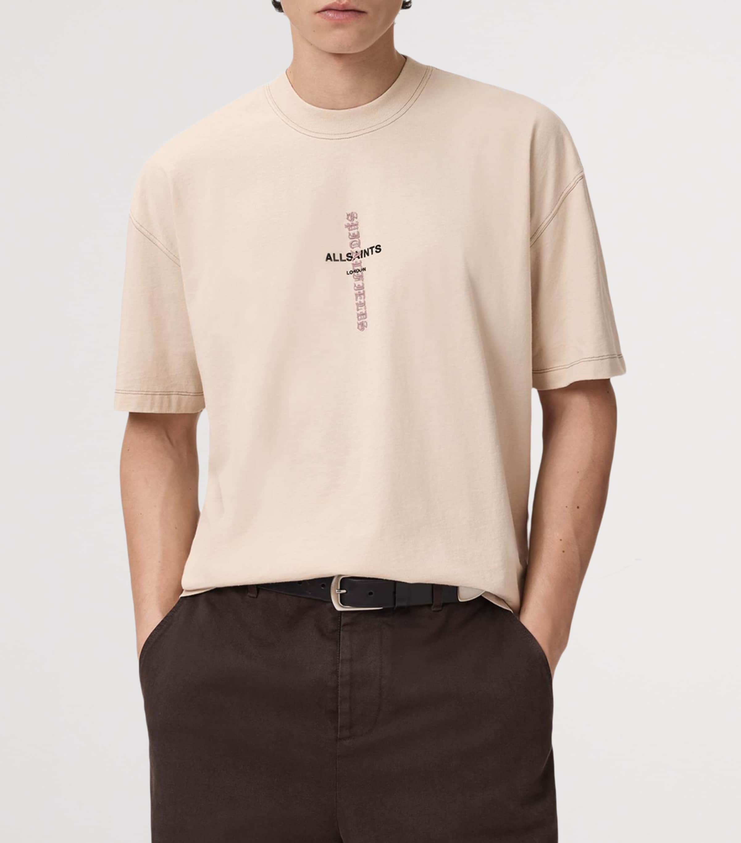 AllSaints Mens Organic Cotton Knox T-Shirt Phantom White Image 3