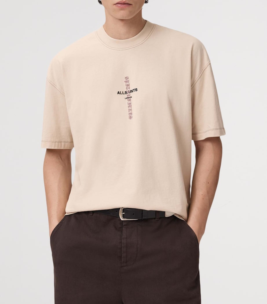 AllSaints Mens Organic Cotton Knox T-Shirt Phantom White Image 3