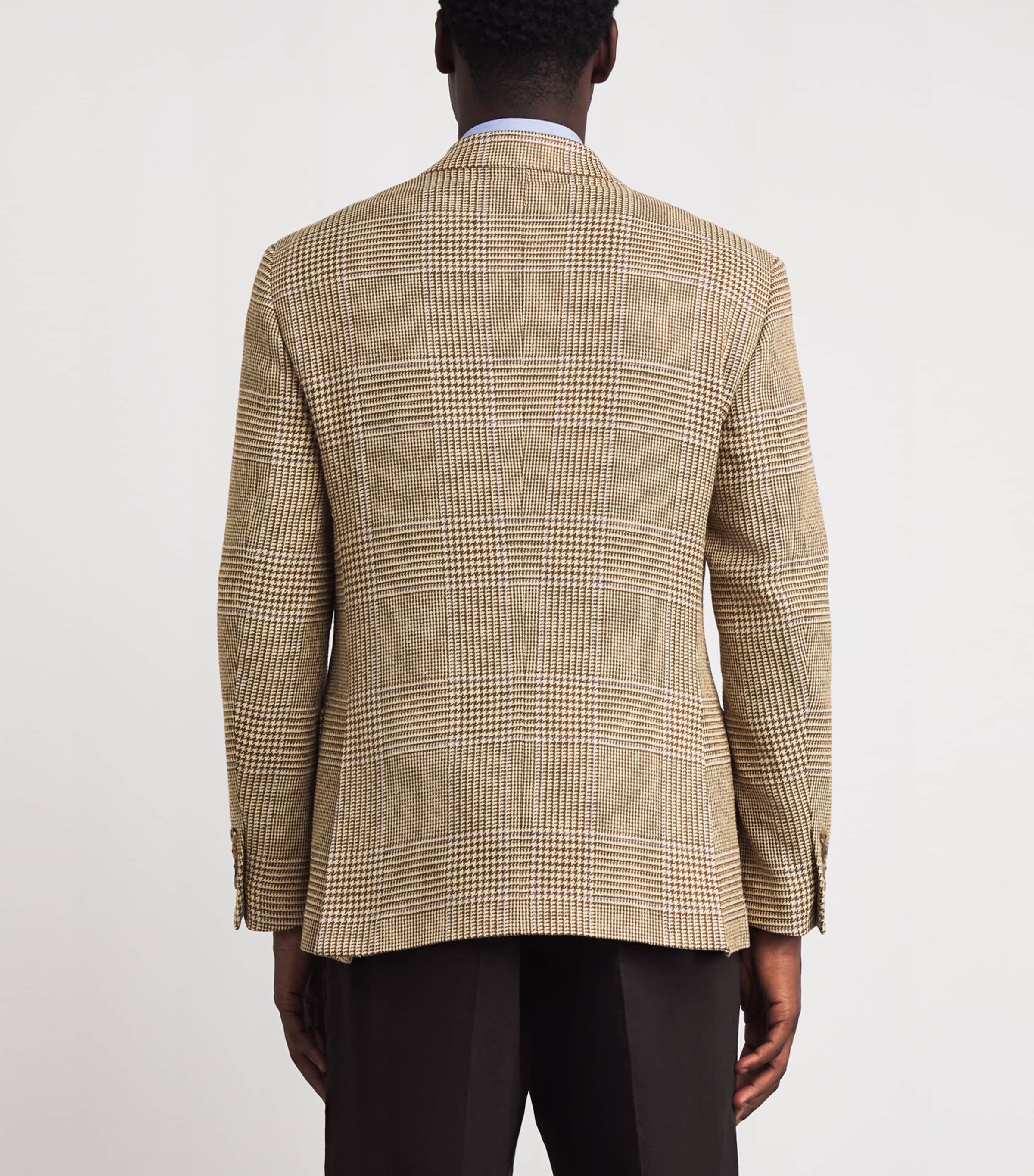 Linen-Silk-Cotton Glenplaid Check Blazer BROWN MULTI Image 4