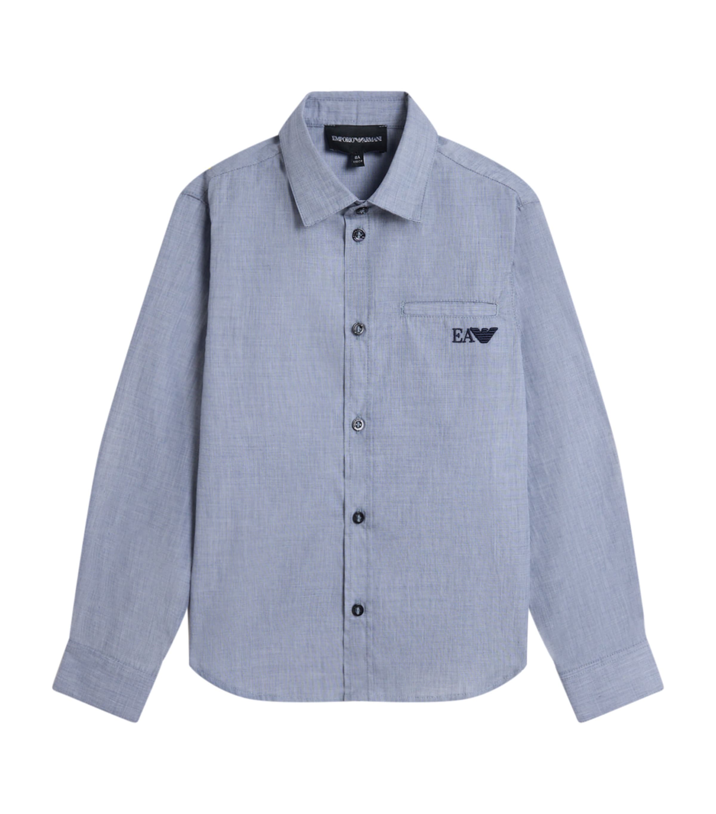 Emporio Armani Logo Embroidered Shirt In Blue