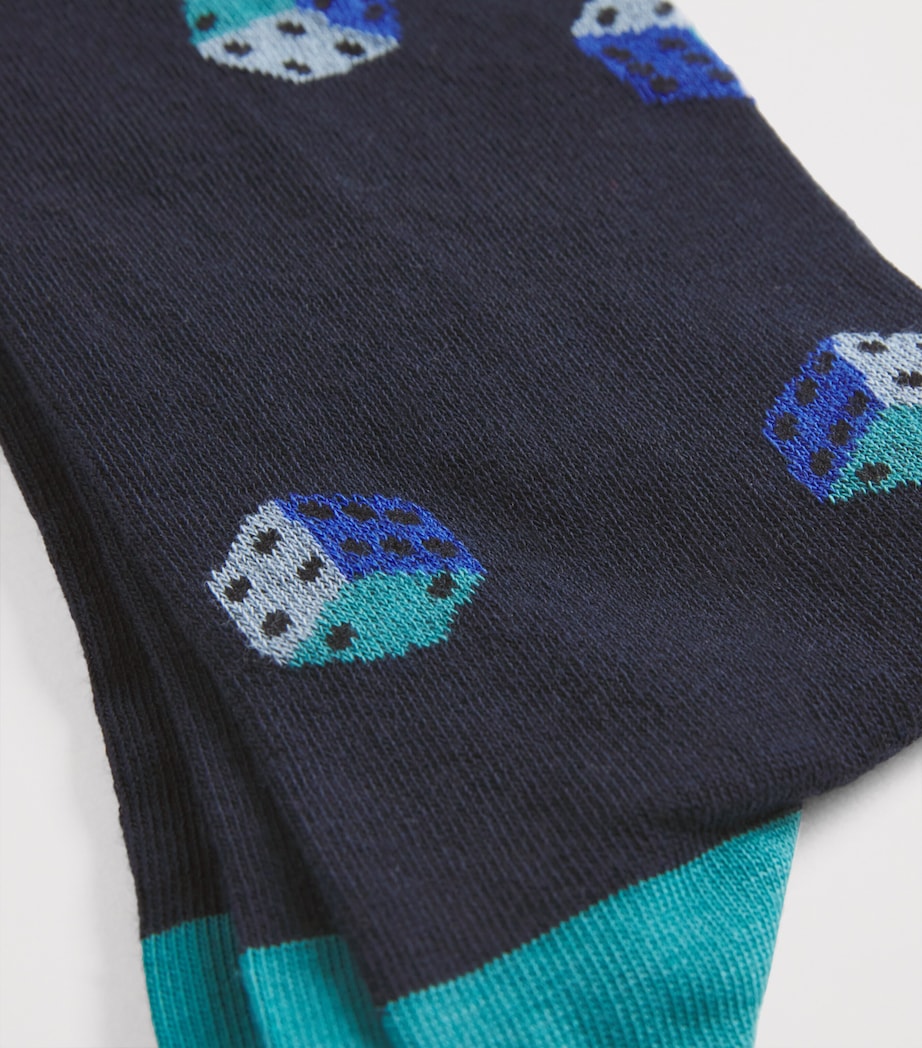 Cotton-Blend Dice Socks 47 BLUE Image 2