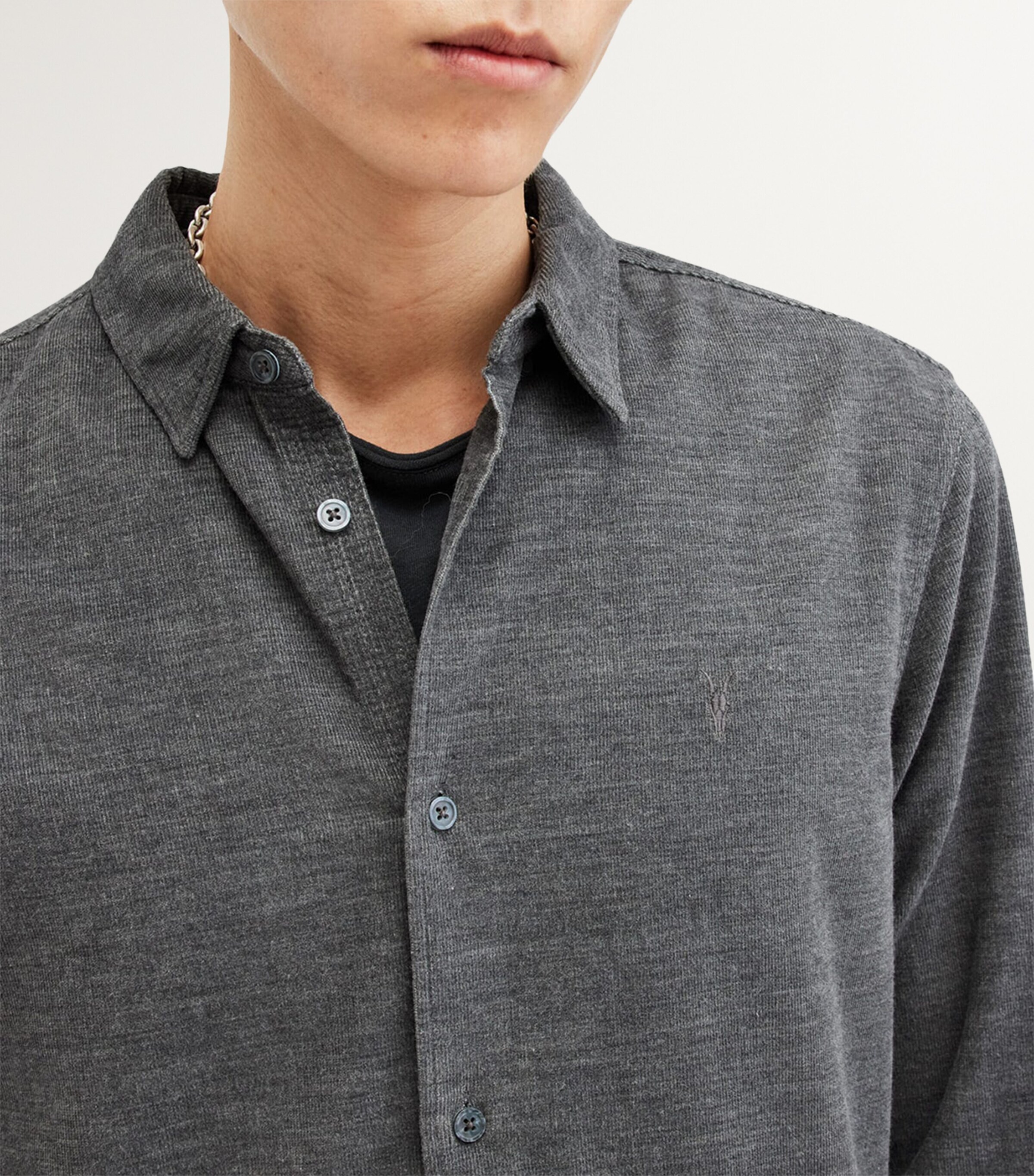 AllSaints Mens Ramskull Lorella Shirt Nite Blue Image 5