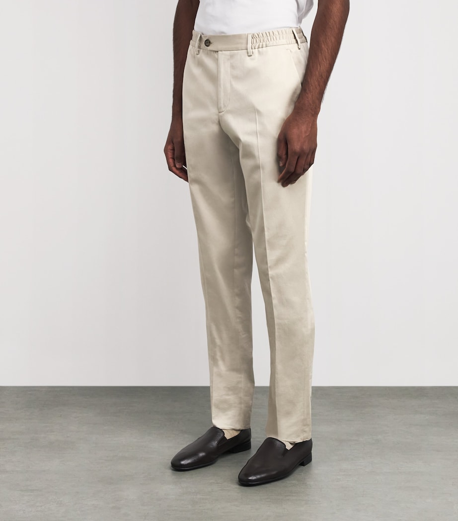 Stretch-Cotton Tailored Trousers 250 CAMEL Image 3