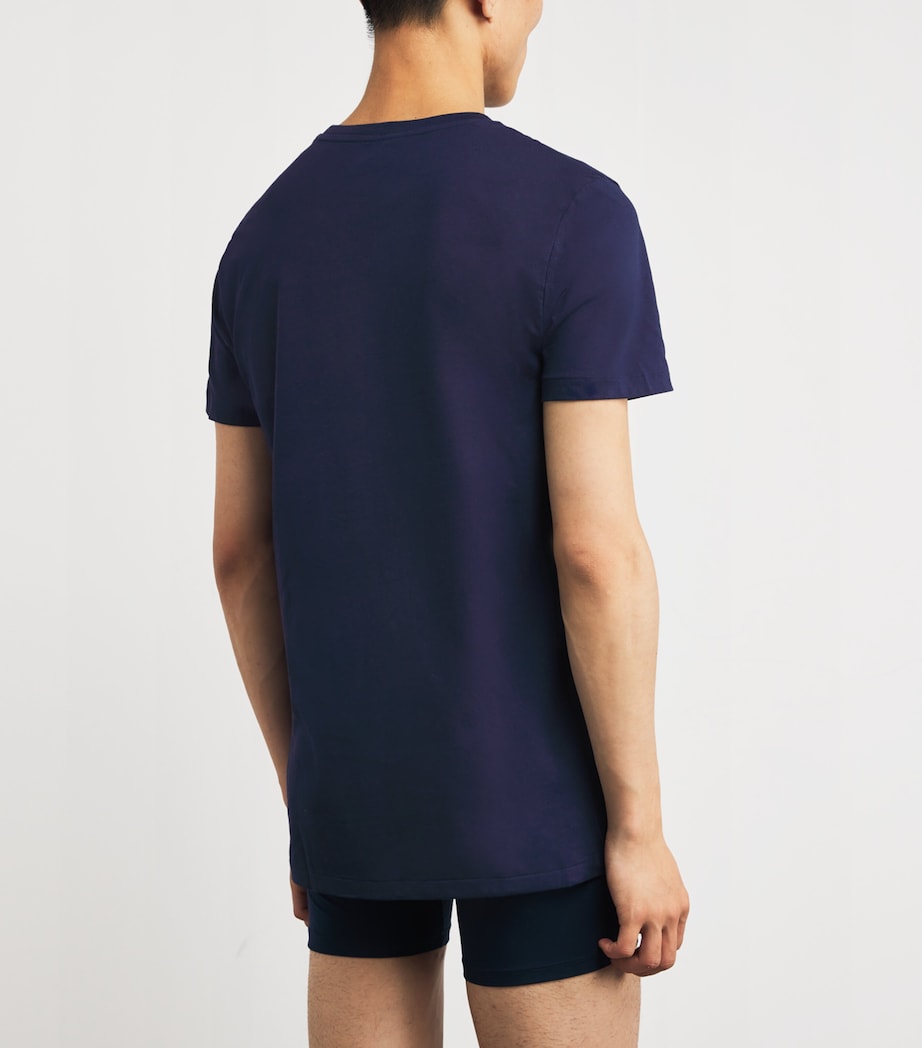 Cotton Crew-Neck T-Shirt (Pack of 3) NVY/WHT/OXF BLU Image 3