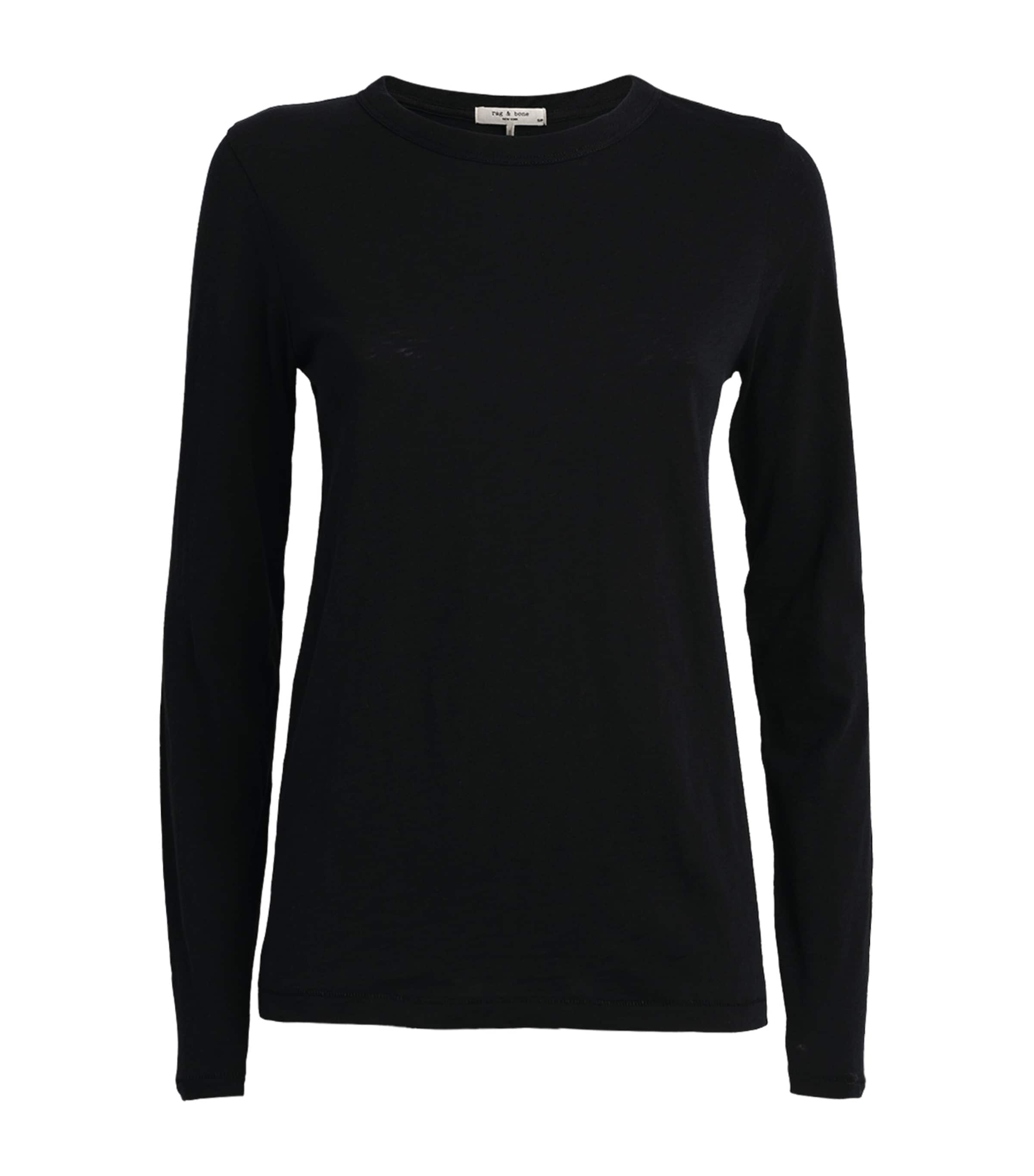 Rag & Bone Long-sleeve Cotton T-shirt In Black