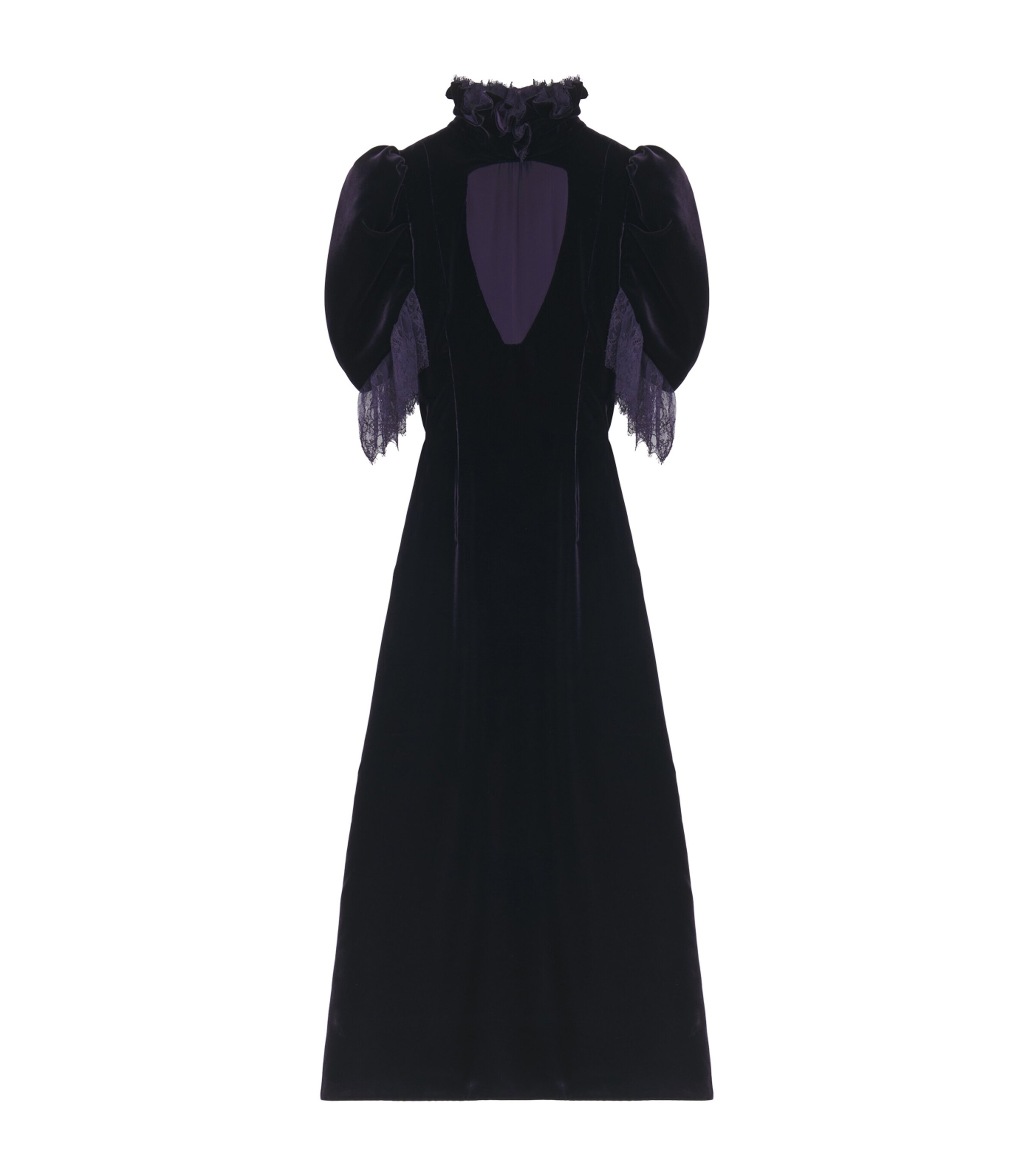 McQueen Womens Velvet Lace-Detail Midi Dress Image 1