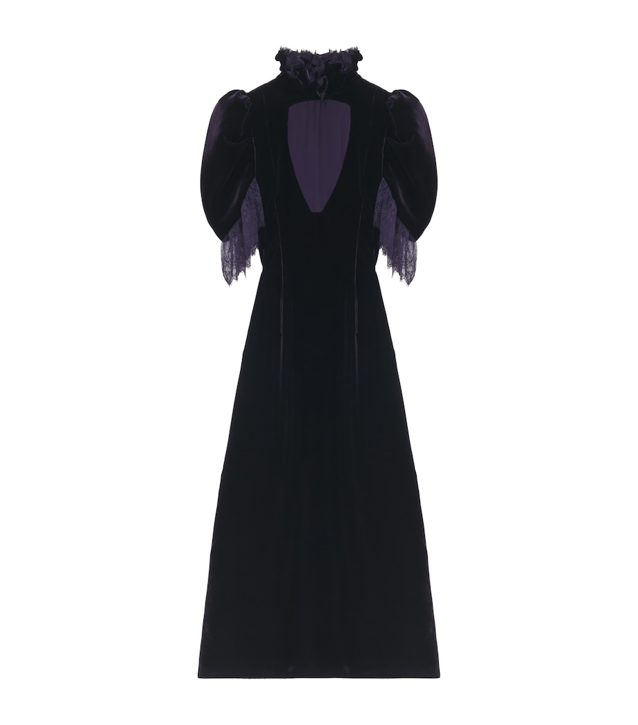 Velvet Lace-Detail Midi Dress 5144 Image 1