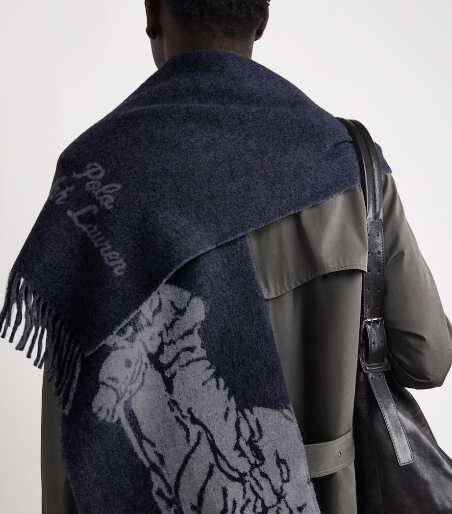 Wool-Blend Big Pony Jacquard Scarf MD GRY LT Image 3