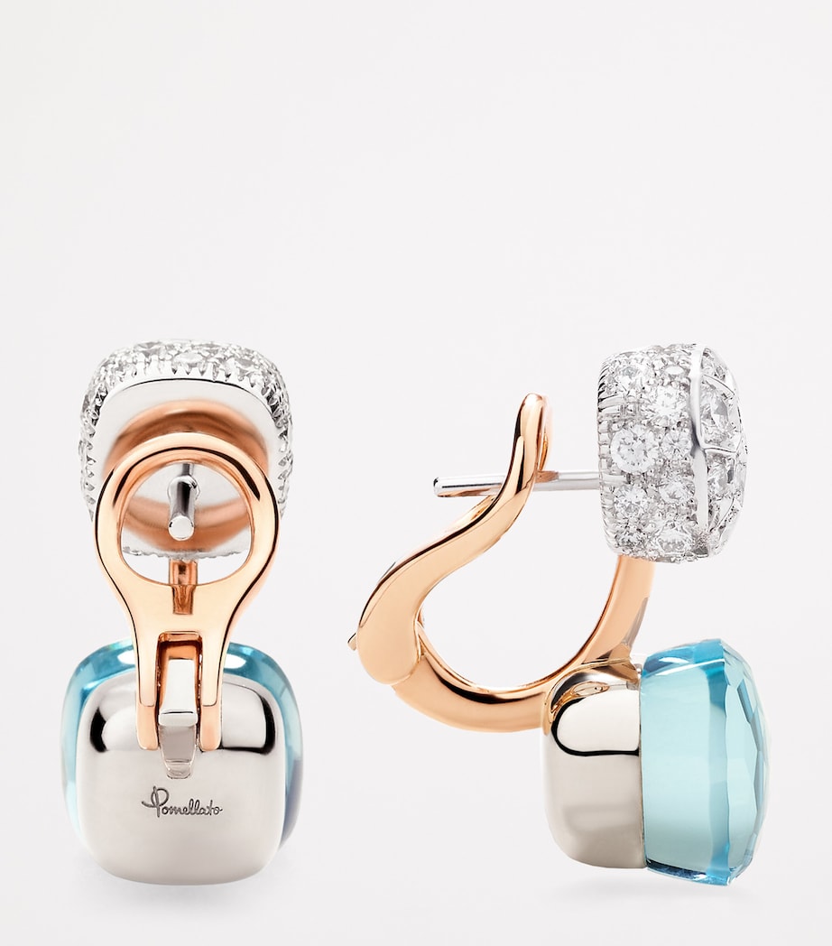 Mixed Gold, Blue Topaz and Diamond Nudo Earrings DB0YY Image 2