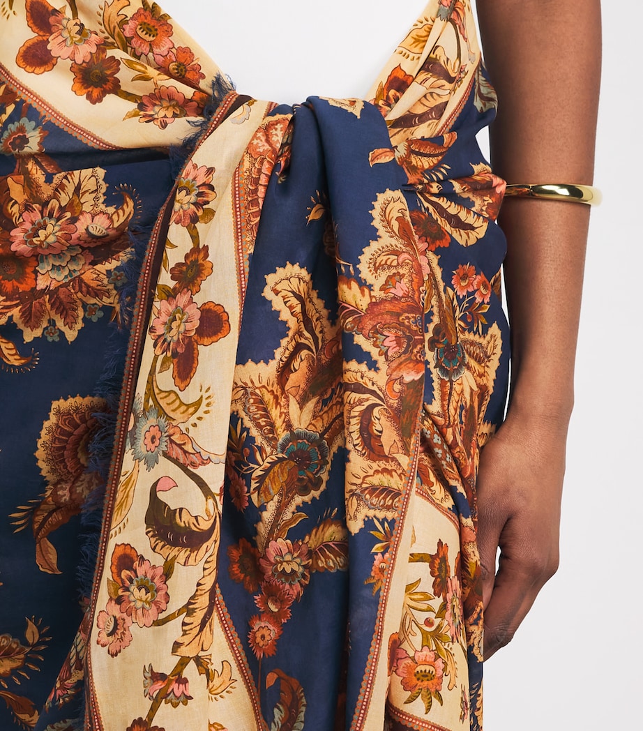 Zimmermann Womens Cotton Printed Pareo Navy Jacobean Image 3