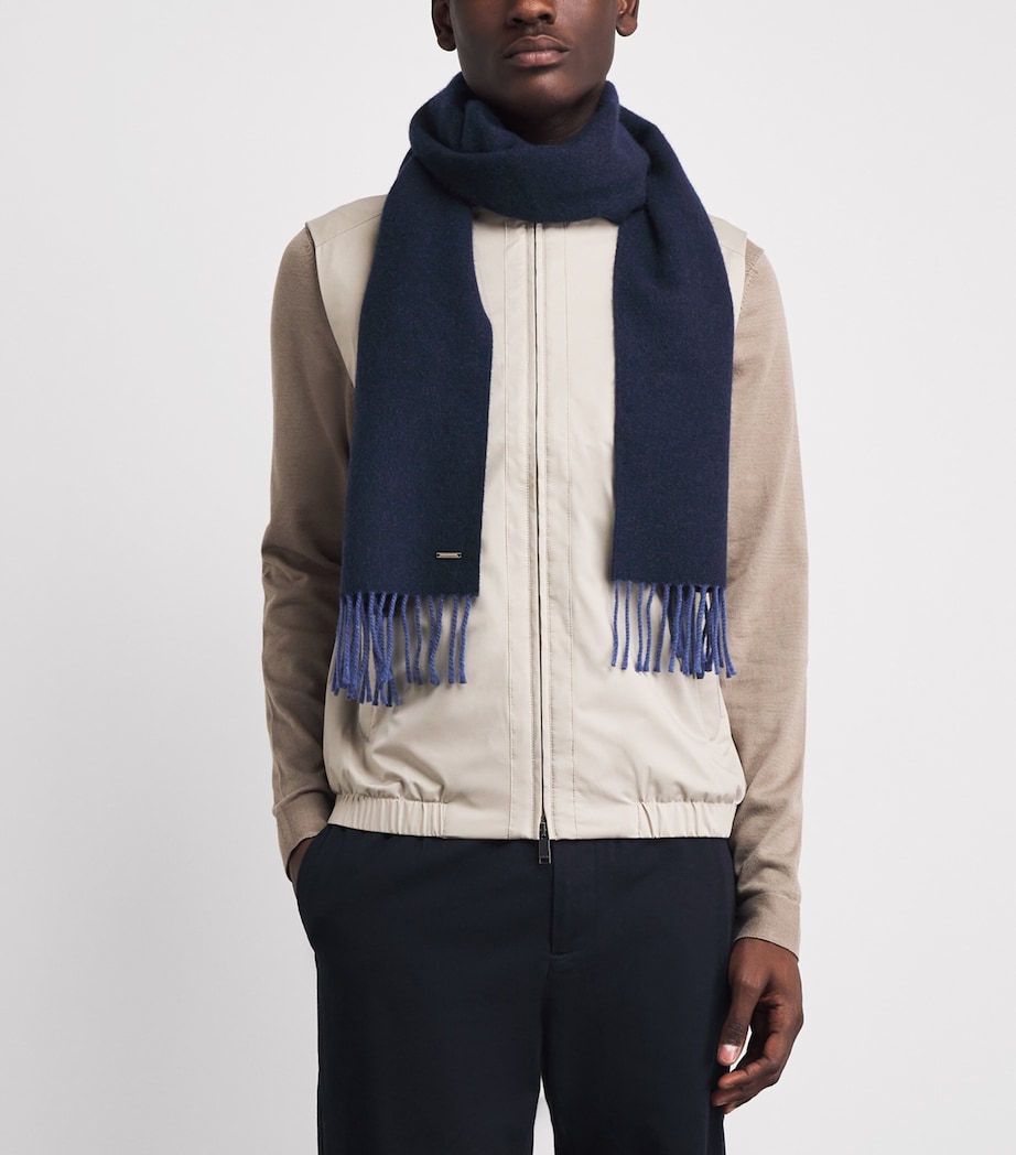 BOSS Cashmere Floris Scarf Blue Image 3