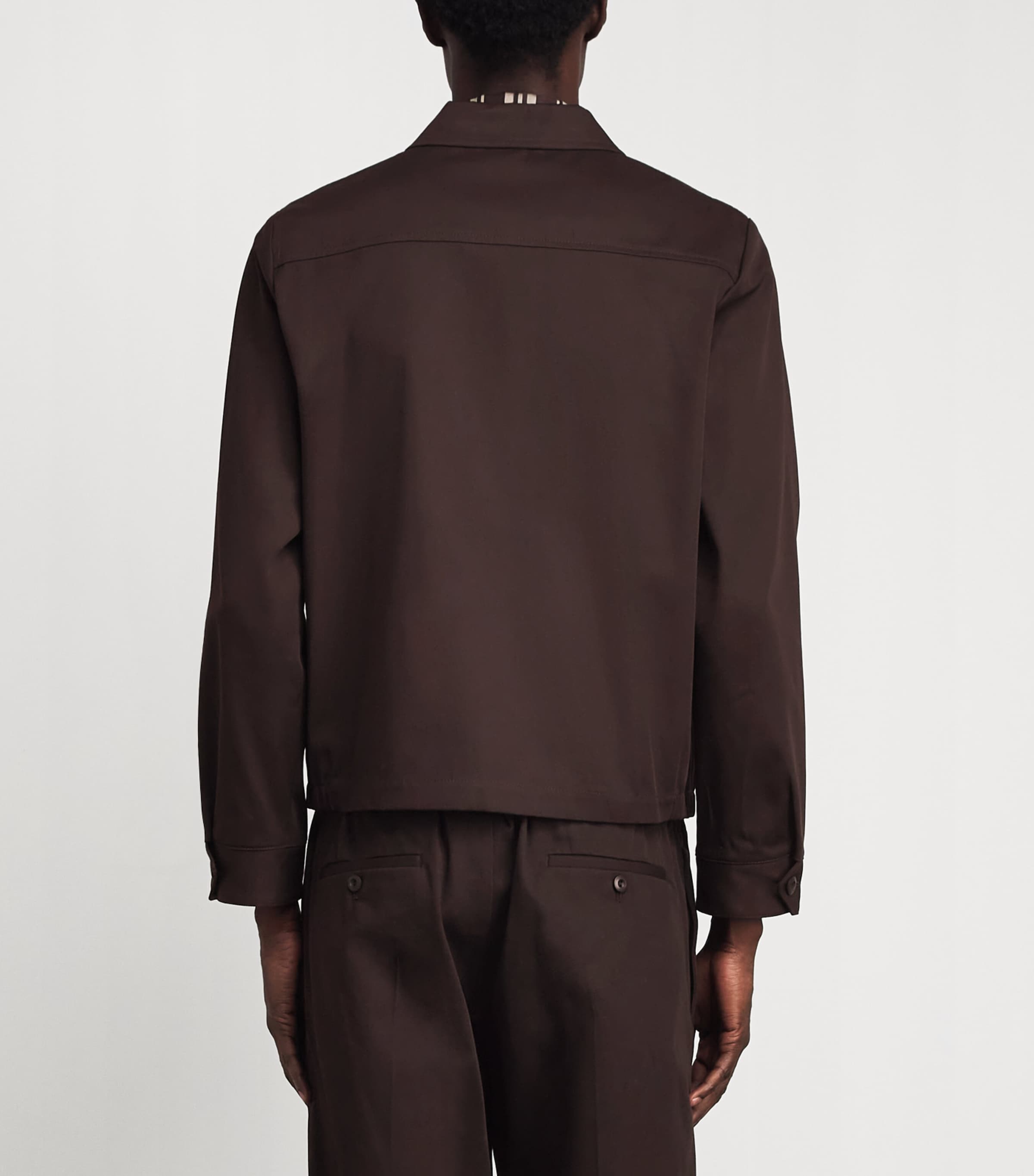 Sandro Paris Mens Cotton Collared Jacket Chocolate Image 5