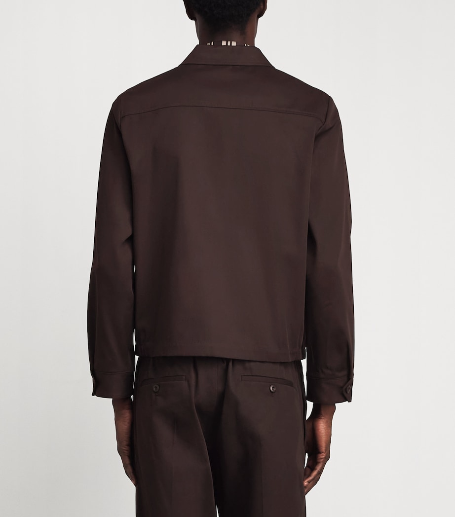 Sandro Paris Mens Cotton Collared Jacket Chocolate Image 5