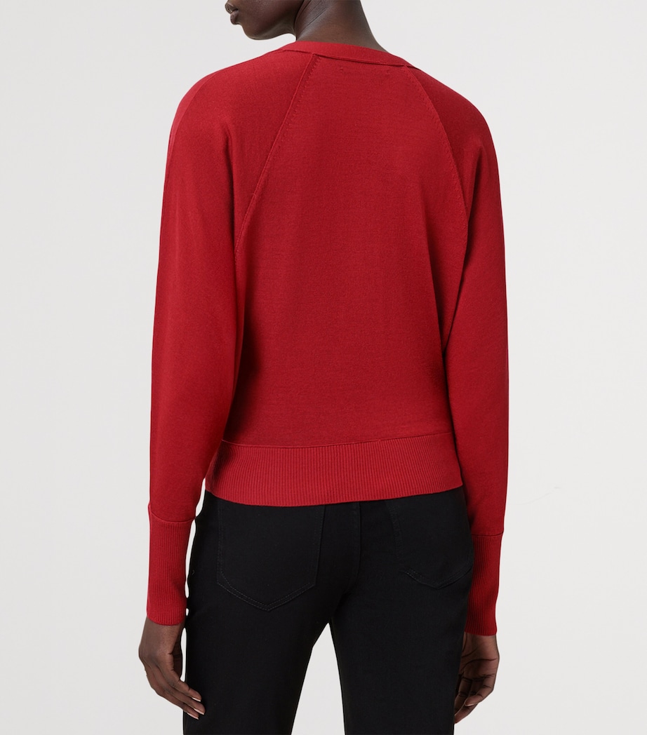 Wool Honor V-Neck Cardigan CRIMSON RED Image 5