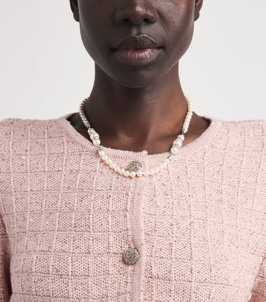 Alessandra Rich Womens Sequin-Embellished Cardigan Pink Image 3