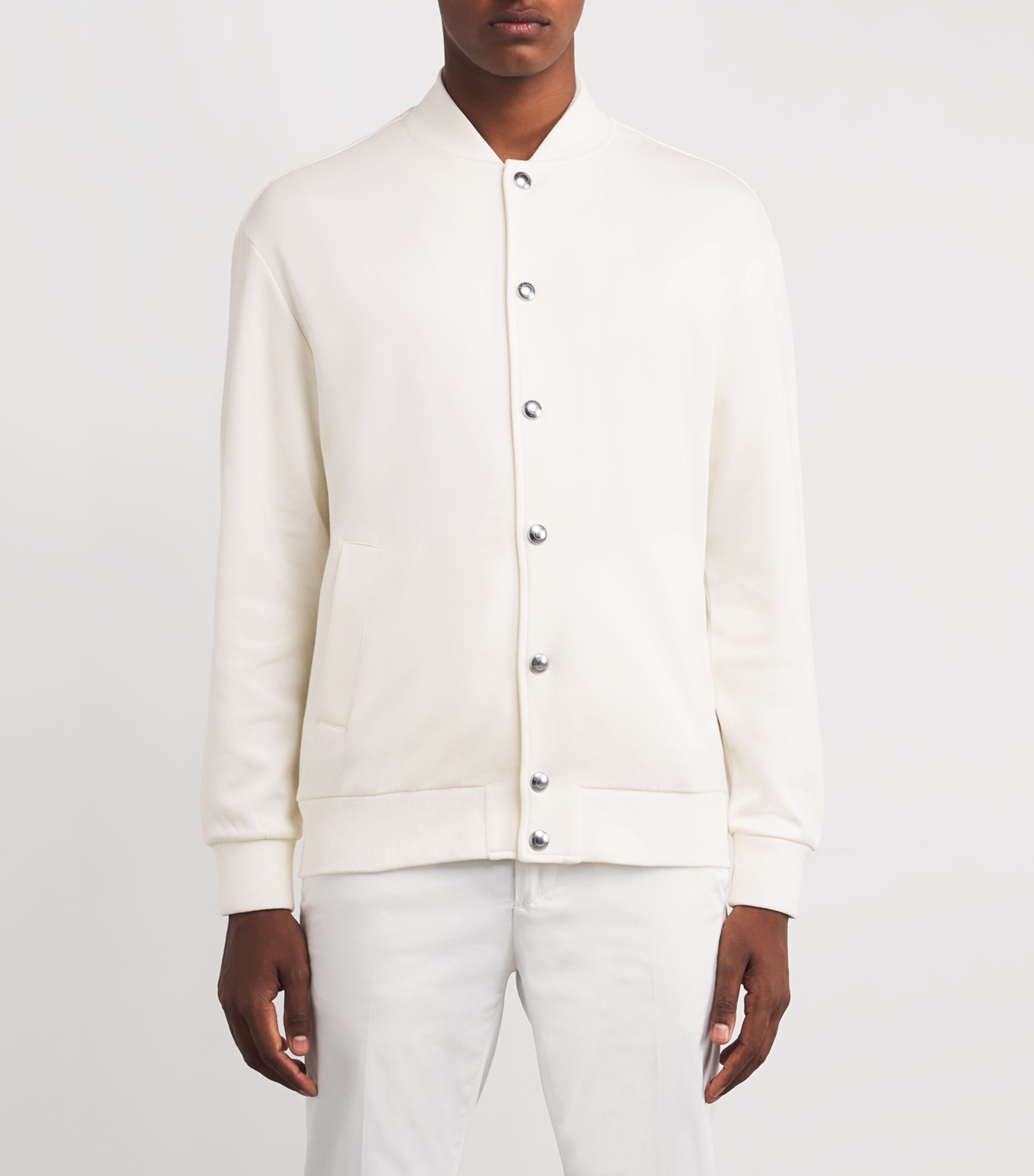Eleventy Mens Cotton-Blend Bomber Jacket Bianco Image 3