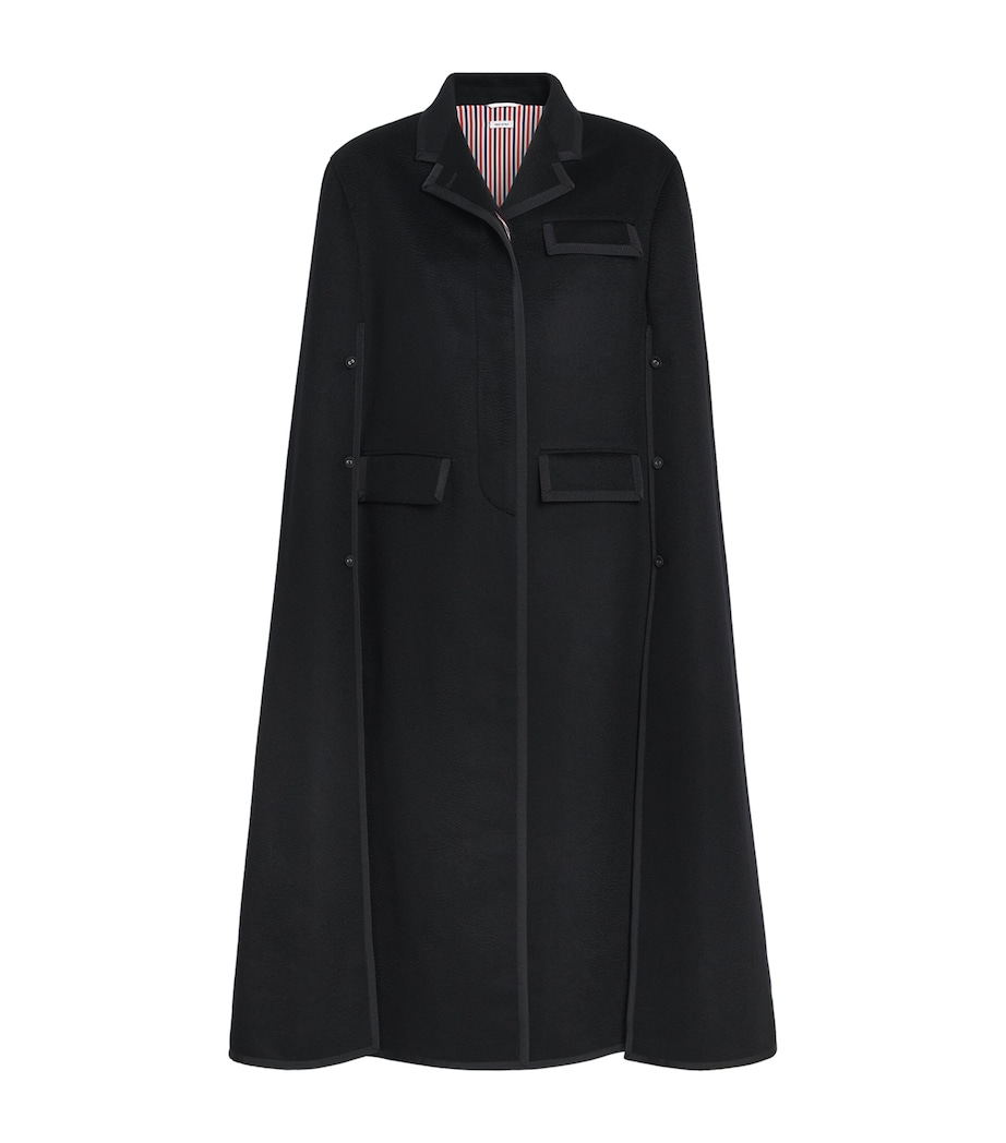 Thom Browne Womens Cashmere Browne 65 Chesterfield Cape Black Image 1