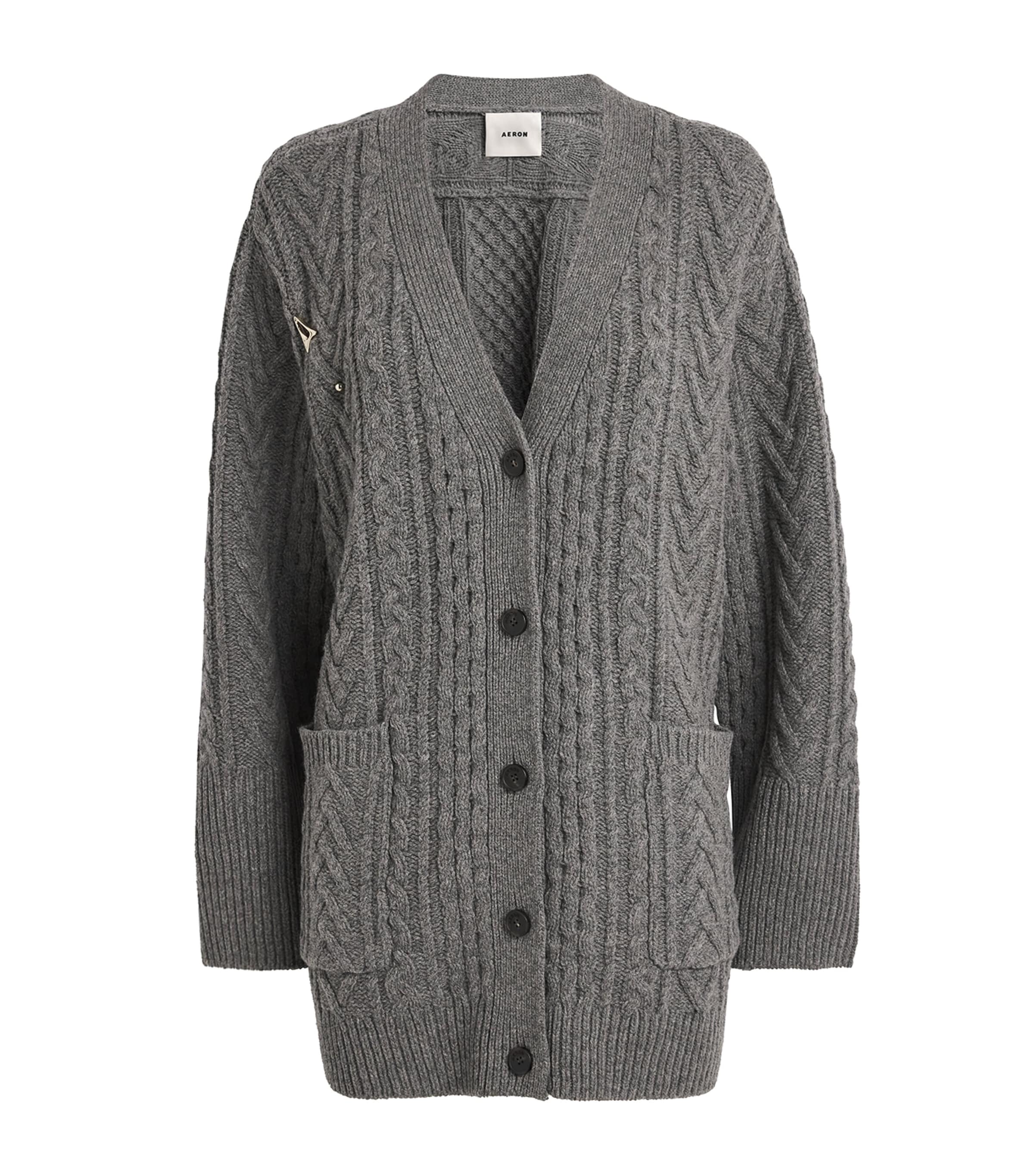Aeron Grey Wool Cable-Knit Sierra Cardigan | Harrods AU