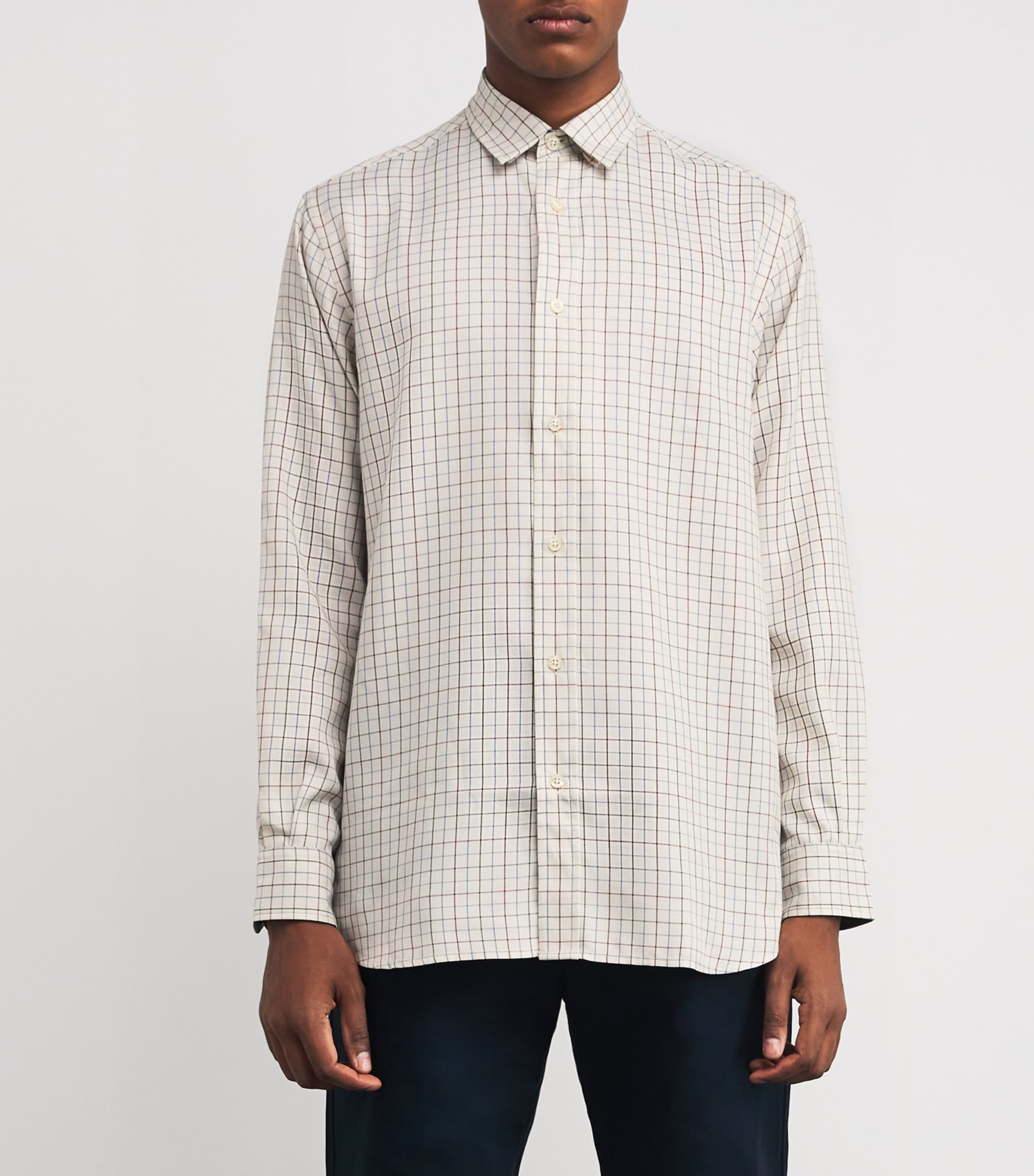 Beretta Mens Check Charlow Shirt Ivory/ Blue Image 3