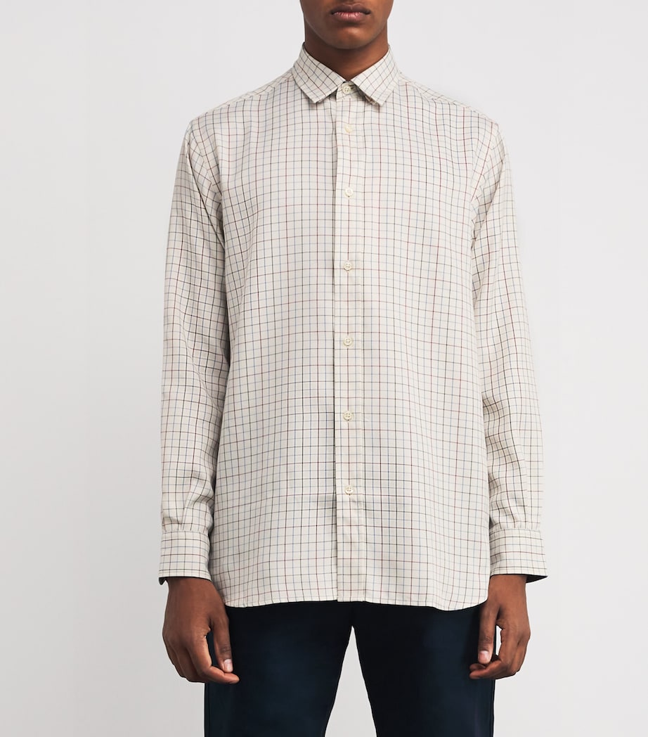Beretta Mens Check Charlow Shirt Ivory/ Blue Image 3