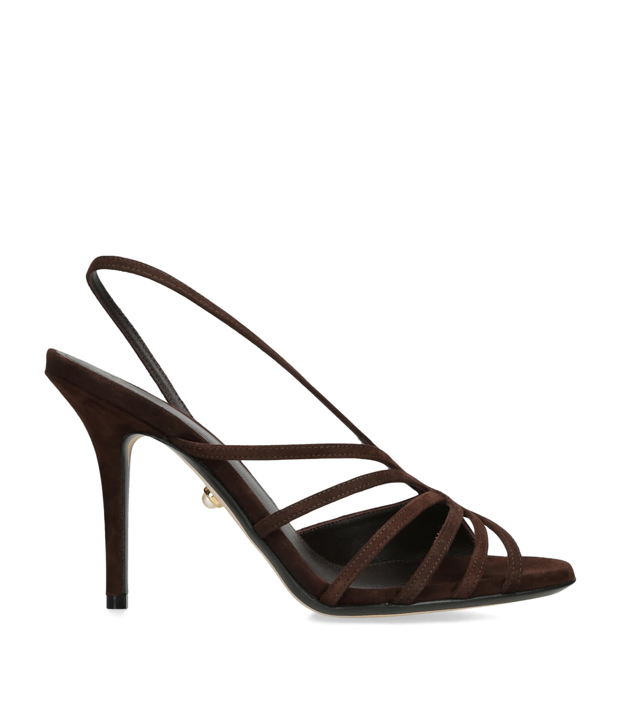 Alevì Suede Star Heeled Sandals 95 Dark Brown Image 1