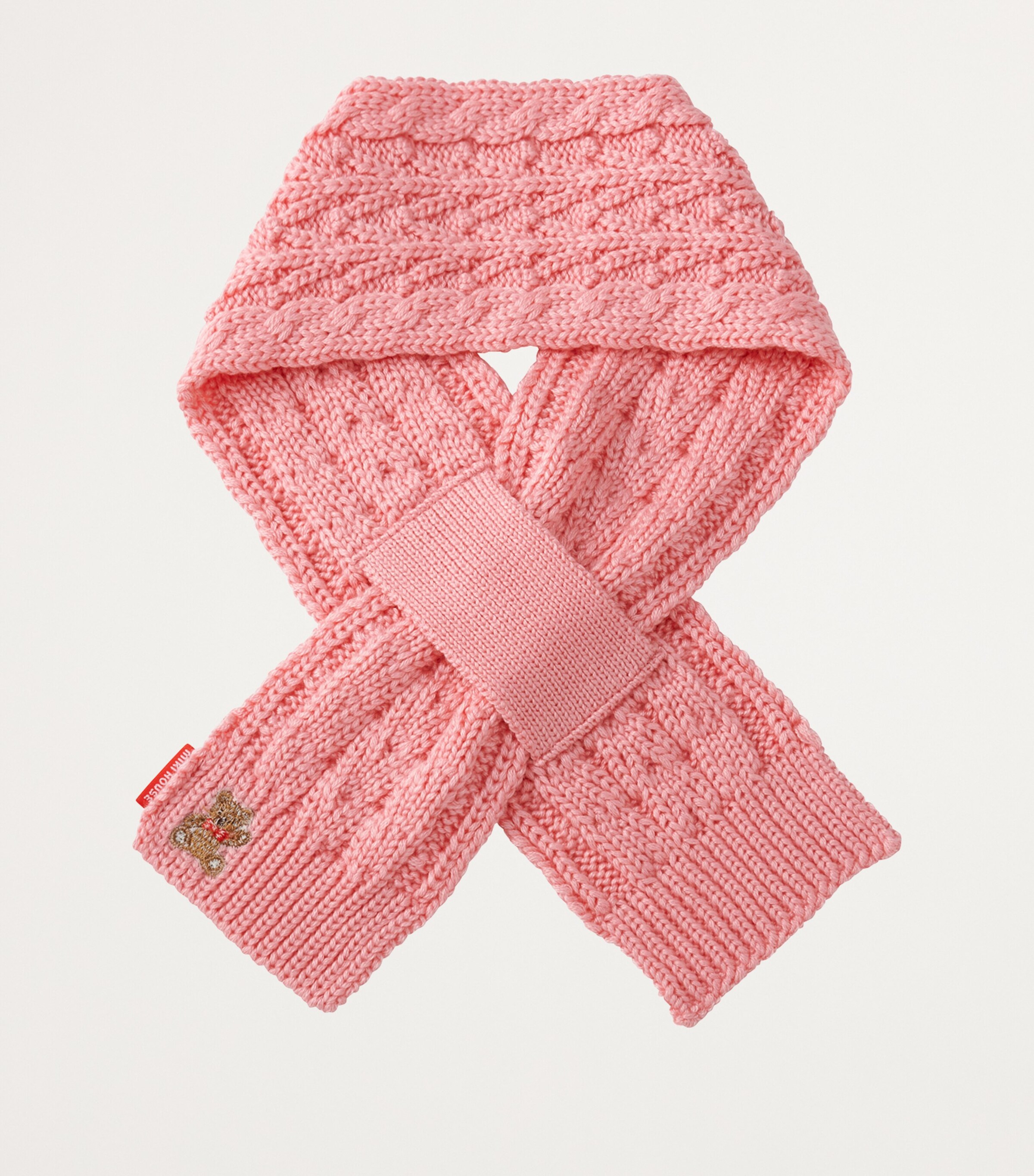 Cable-Knit Bear-Embroidered Scarf 8 Image 3