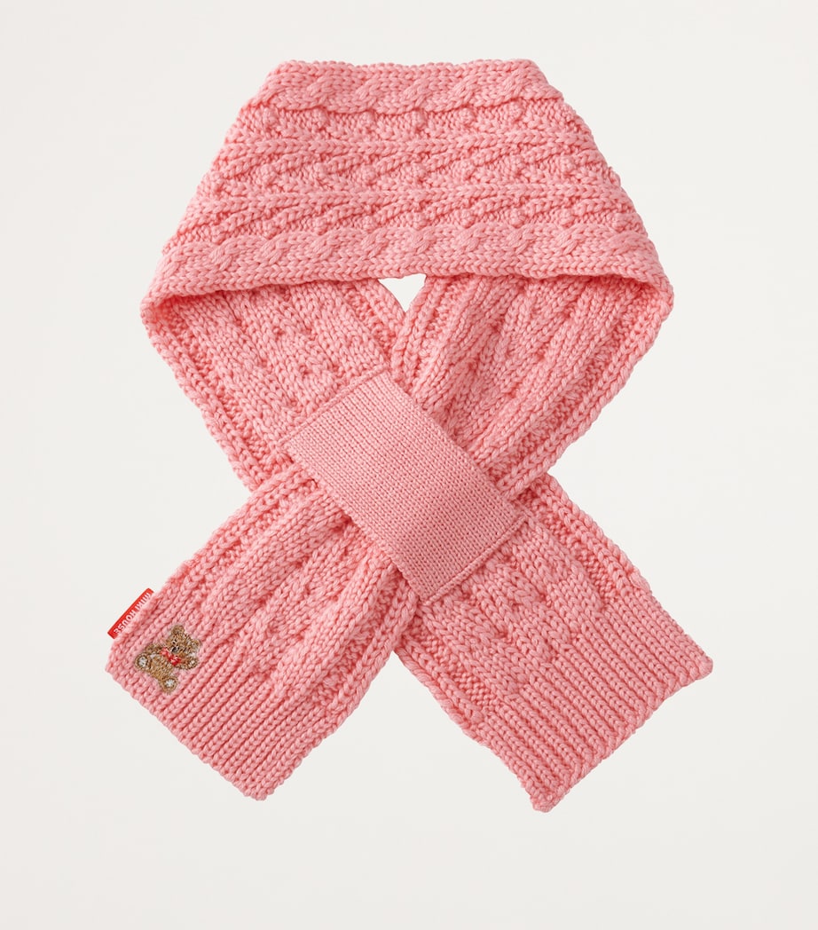Cable-Knit Bear-Embroidered Scarf 8 Image 3
