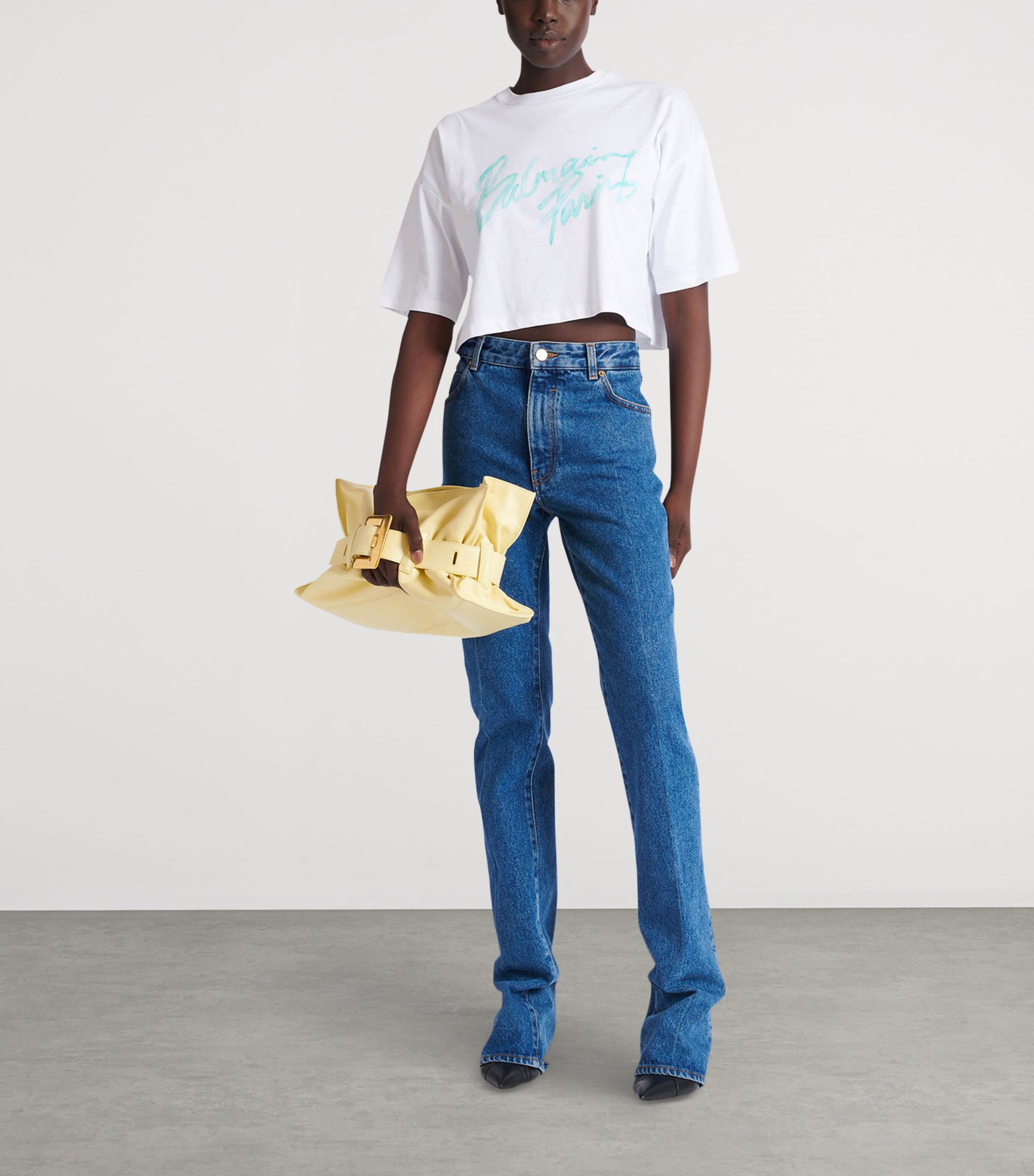 Balmain Womens Elongated Straight Jeans Bleu Jean Fonce Image 3