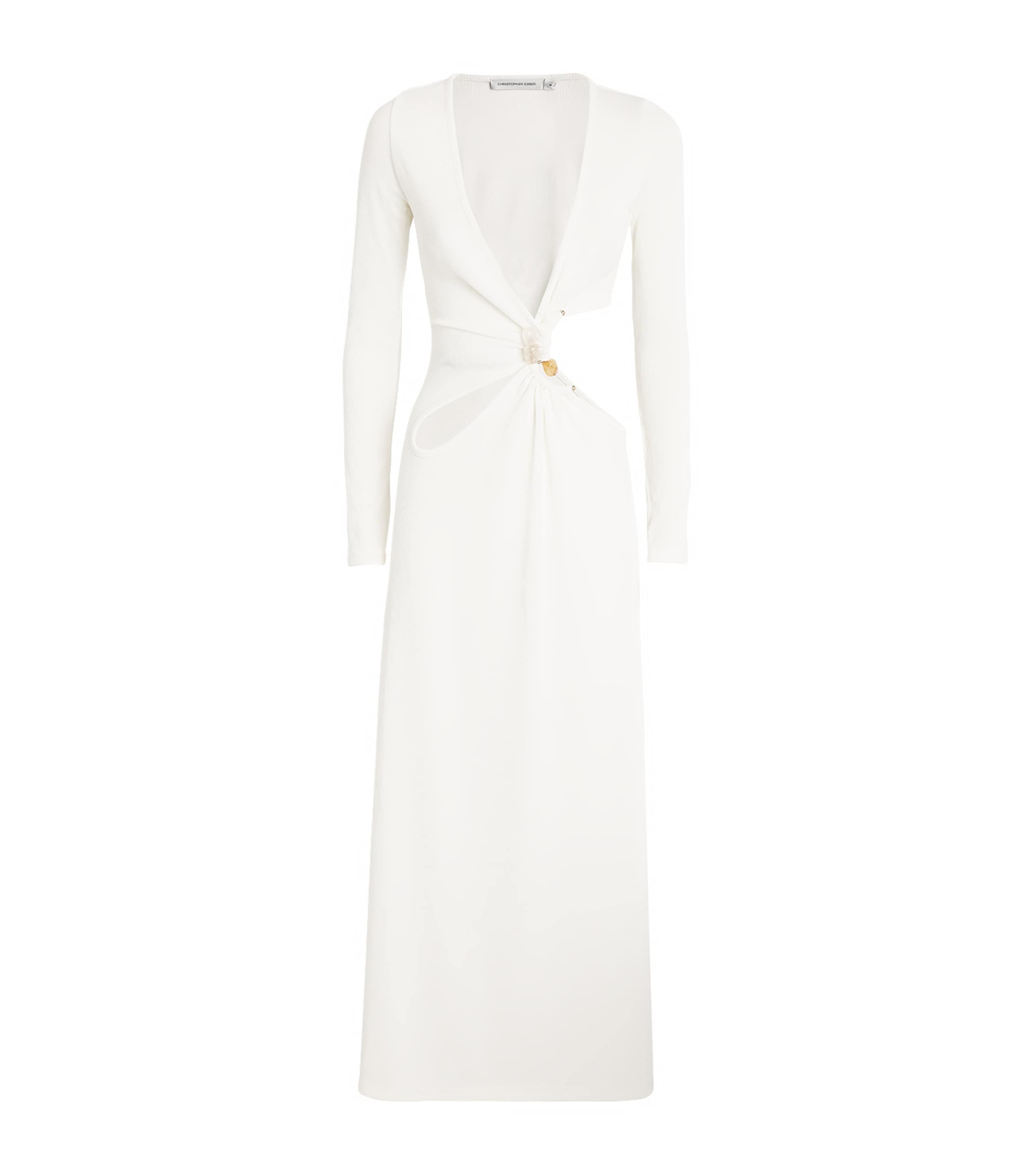 princess polly baby blue dress Christopher Esber White Asymmetric Arc Stone Midi Dress