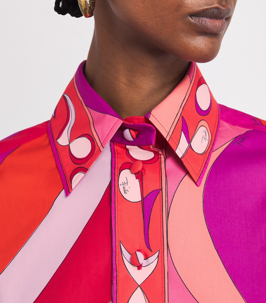 Cotton Marmo Print Shirt 017 CORALLO/FUXIA Image 5