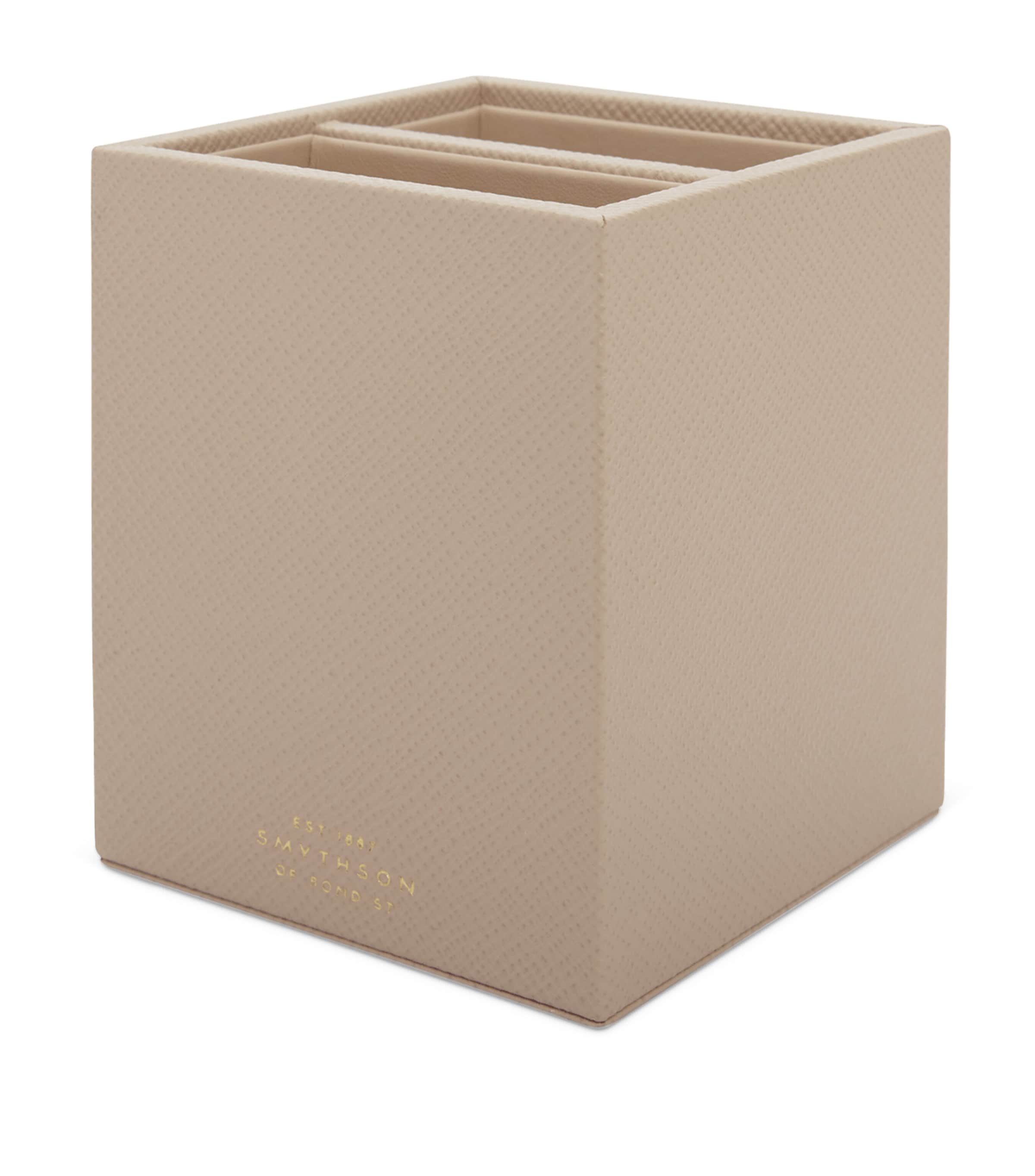 Smythson Panama Leather Pen Pot Sandstone Image 2